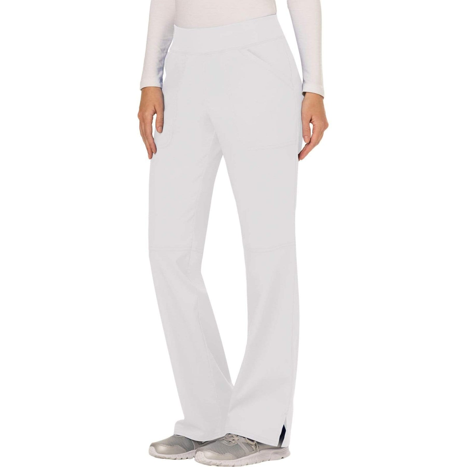 Cherokee Workwear Revolution WW110 Scrubs Pants Women's Mid Rise Straight Leg Pull-on White