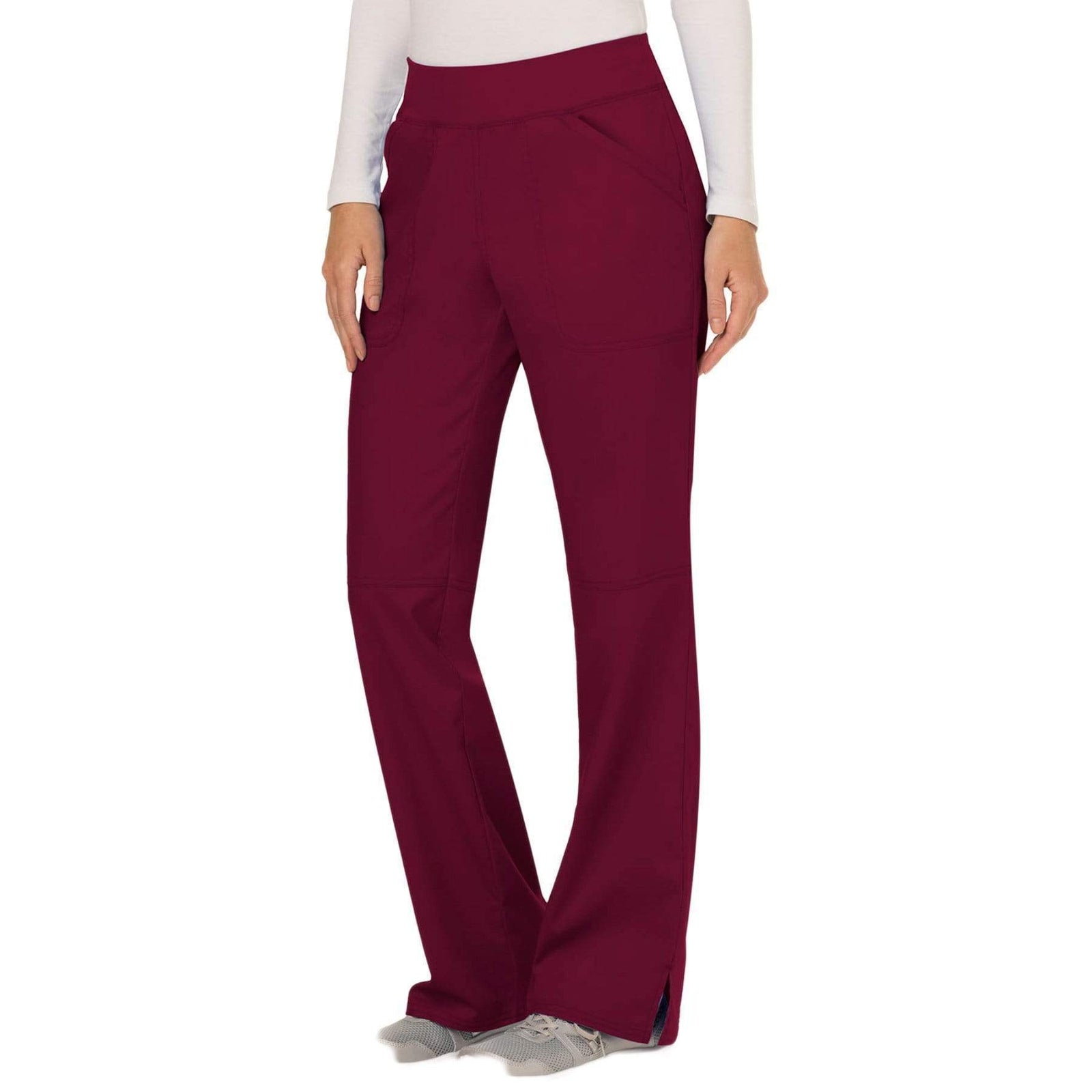 Cherokee Workwear Revolution WW110 Scrubs Pants Women's Mid Rise Straight Leg Pull-on Wine