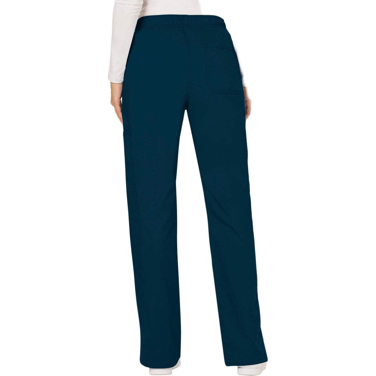 Cherokee Workwear Revolution WW120 Scrubs Pants Women's Mid Rise Flare Drawstring Caribbean Blue