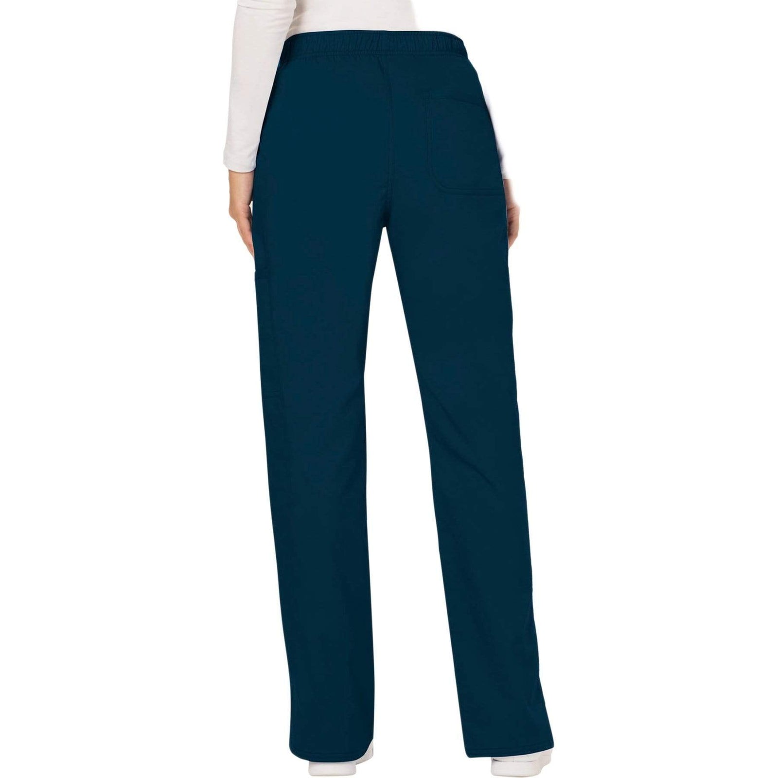Cherokee Workwear Revolution WW120 Scrubs Pants Women's Mid Rise Flare Drawstring Caribbean Blue