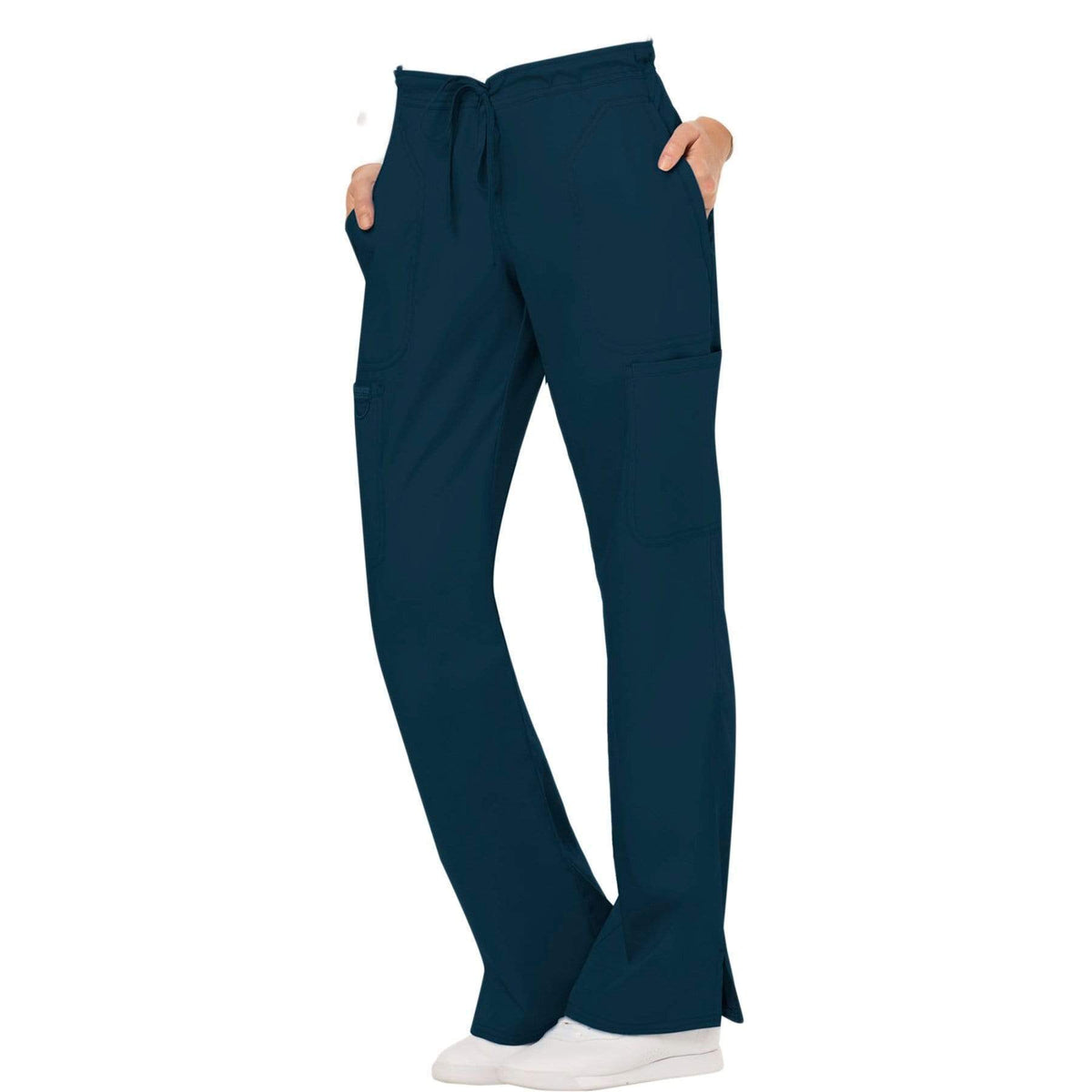 Cherokee Workwear Revolution WW120 Scrubs Pants Women's Mid Rise Flare Drawstring Caribbean Blue