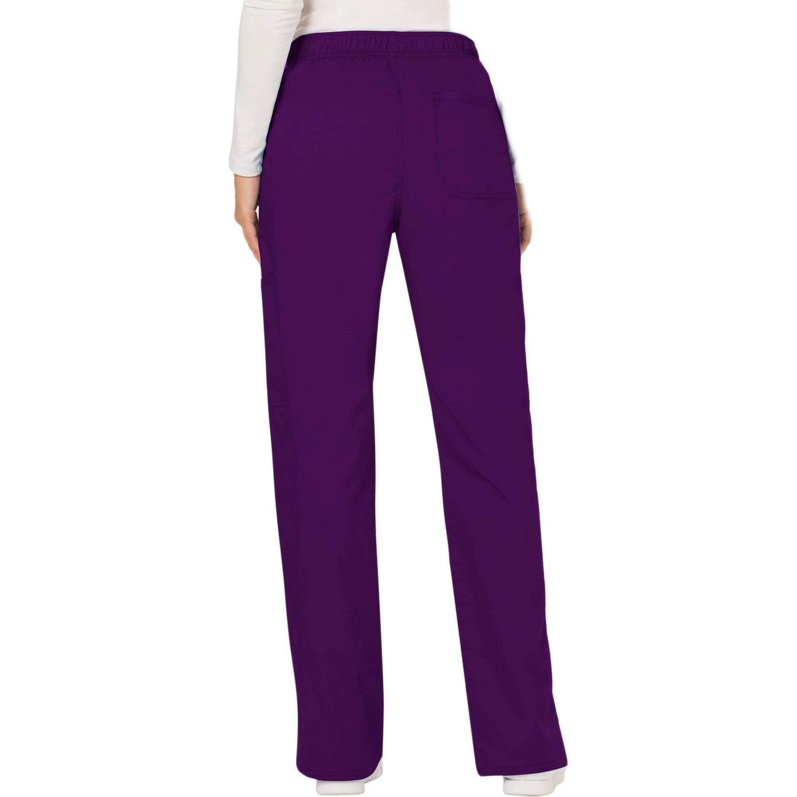 Cherokee Workwear Revolution WW120 Scrubs Pants Women's Mid Rise Flare Drawstring Eggplant