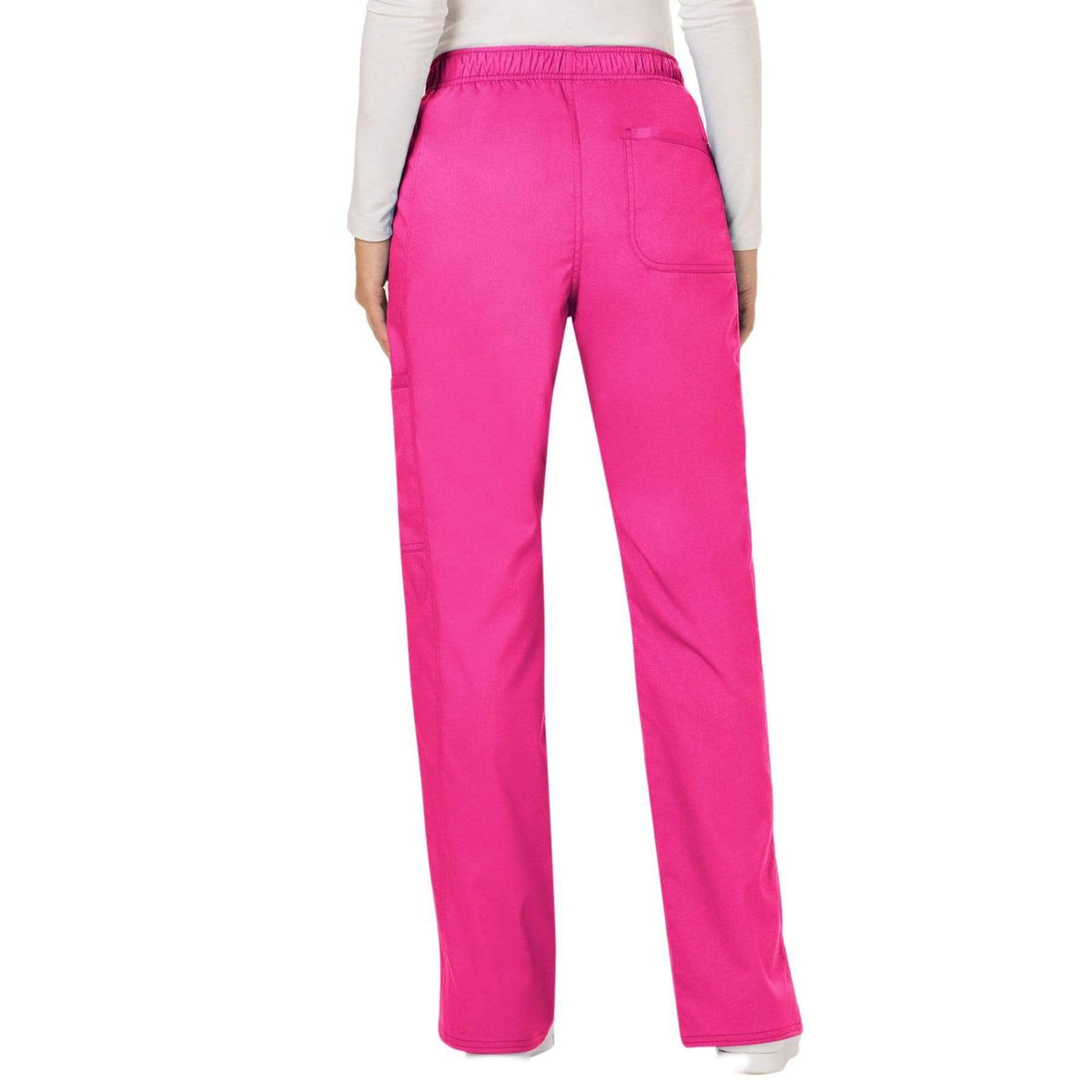 Cherokee Workwear Revolution WW120 Scrubs Pants Women's Mid Rise Flare Drawstring Electric Pink
