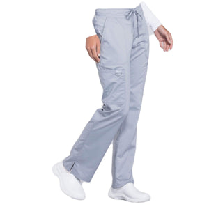 Cherokee Workwear Revolution WW120 Scrubs Pants Women's Mid Rise Flare Drawstring Grey