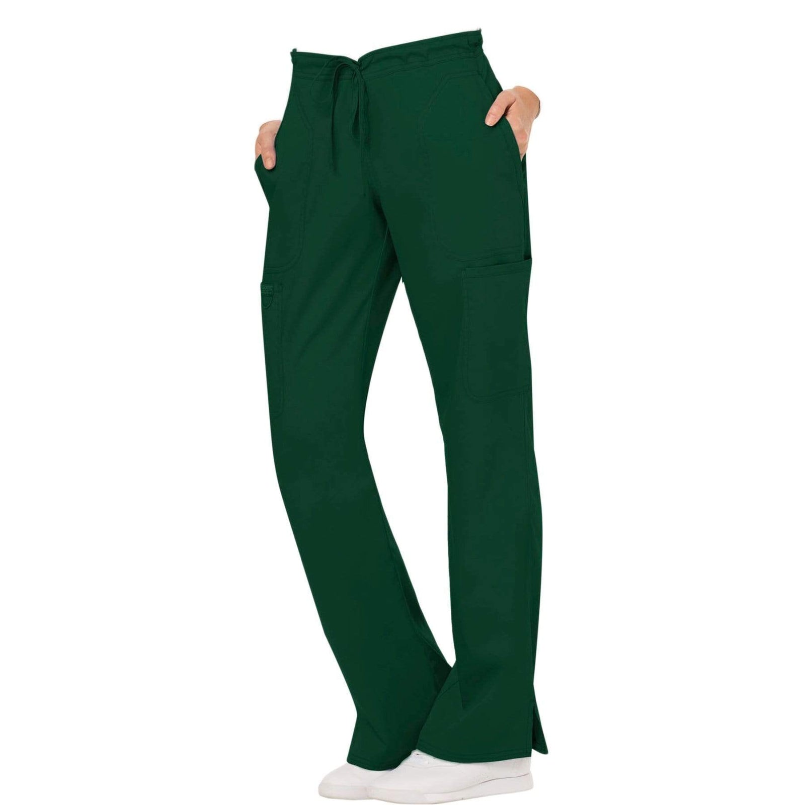 Cherokee Workwear Revolution WW120 Scrubs Pants Women's Mid Rise Flare Drawstring Hunter Green