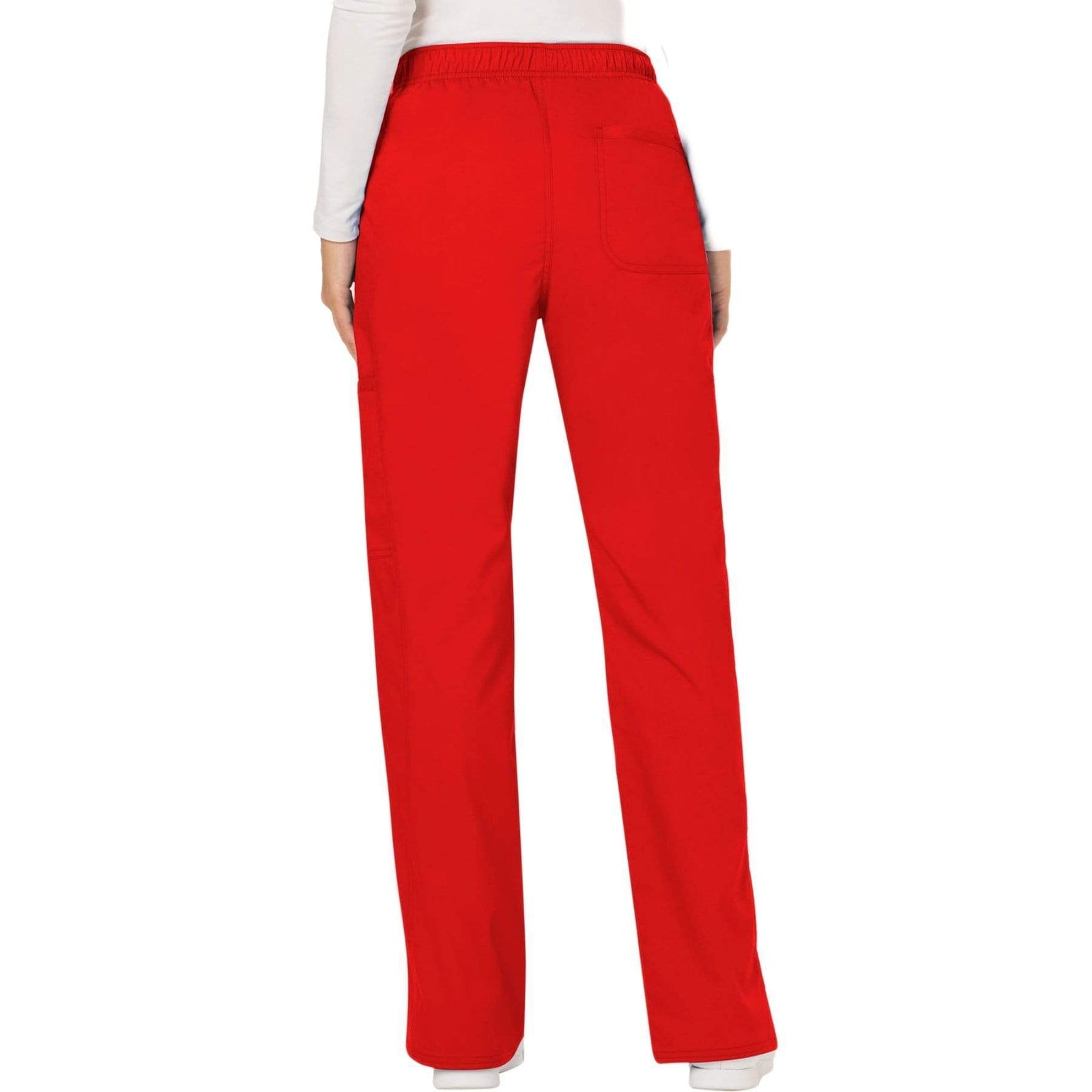 Cherokee Workwear Revolution WW120 Scrubs Pants Women's Mid Rise Flare Drawstring Red