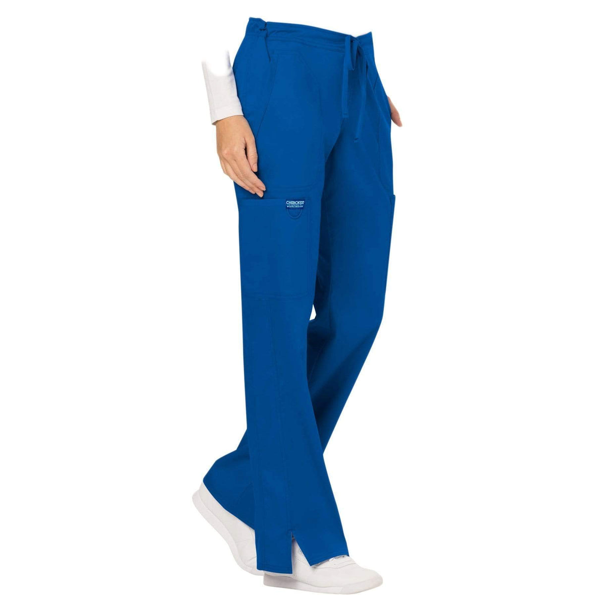 Cherokee Workwear Revolution WW120 Scrubs Pants Women's Mid Rise Flare Drawstring Royal