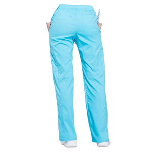 Cherokee Workwear Revolution WW120 Scrubs Pants Women's Mid Rise Flare Drawstring Turquoise