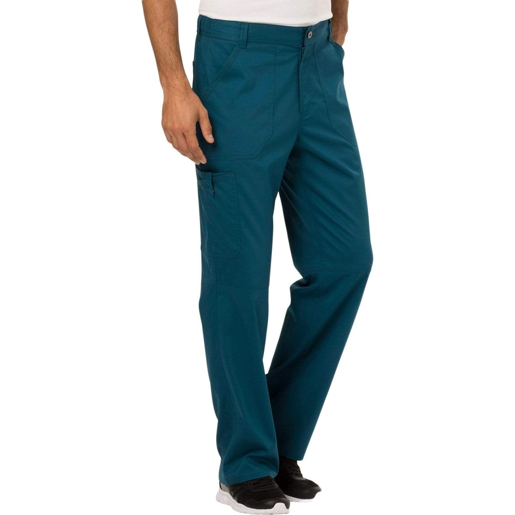 Cherokee Workwear Revolution WW140 Scrubs Pants Men's Fly Front Caribbean Blue