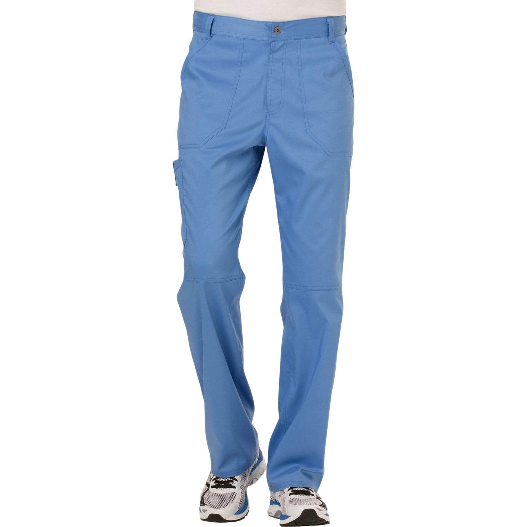 Cherokee Workwear Revolution WW140 Scrubs Pants Men's Fly Front Ceil Blue