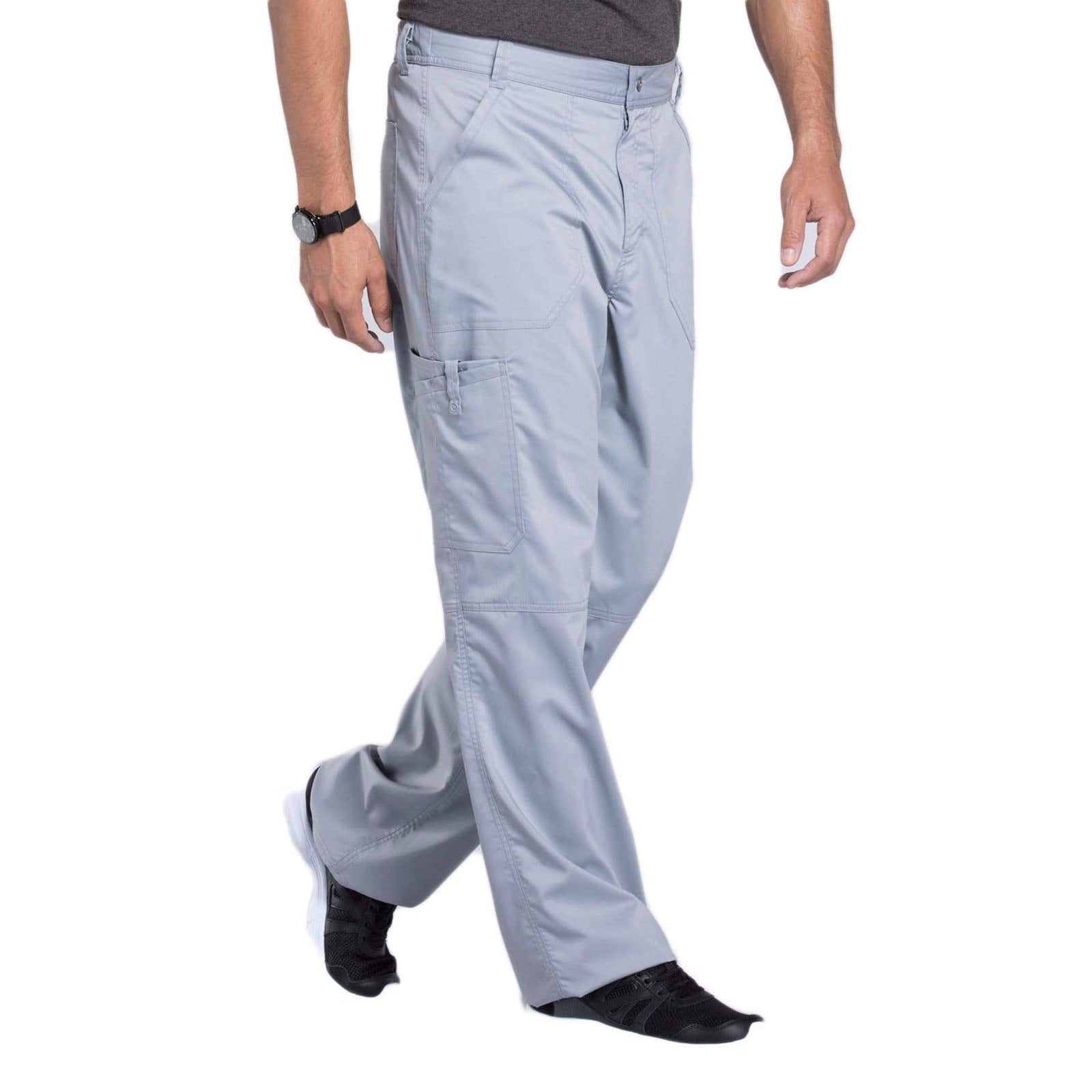 Cherokee Workwear Revolution WW140 Scrubs Pants Men's Fly Front Grey