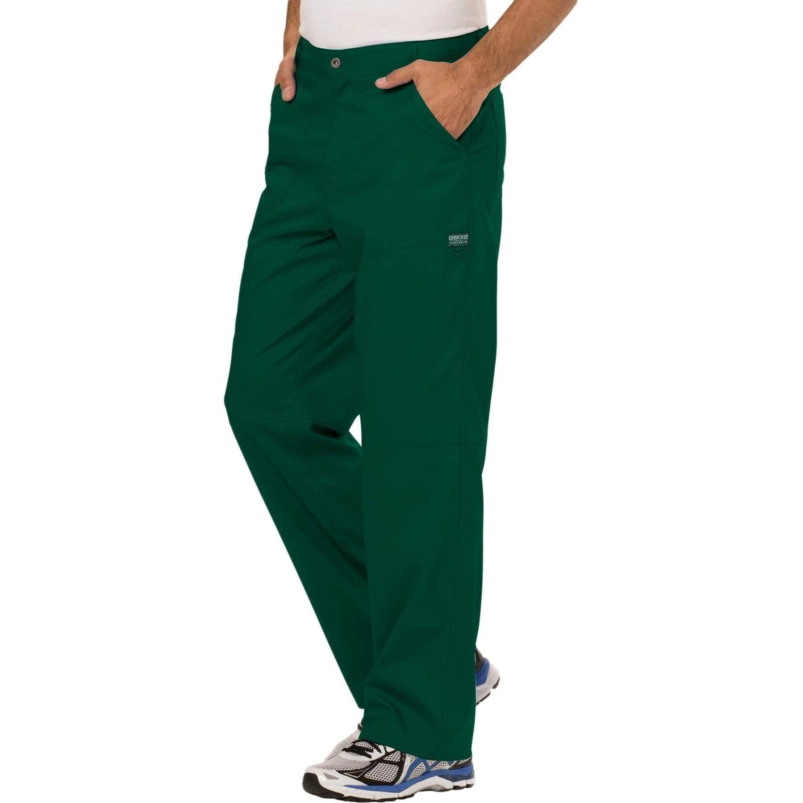 Cherokee Workwear Revolution WW140 Scrubs Pants Men's Fly Front Hunter Green