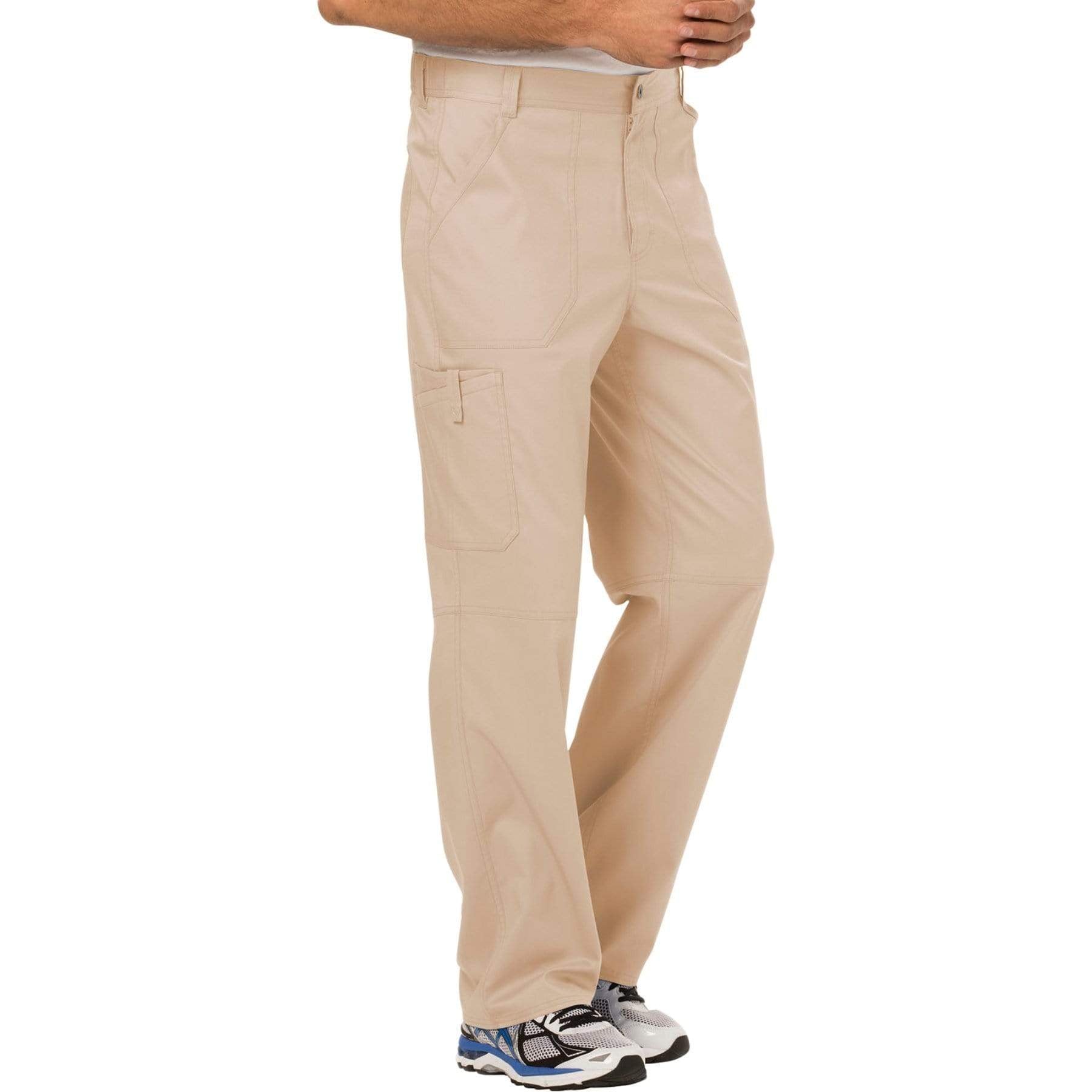 Cherokee Workwear Revolution WW140 Scrubs Pants Men's Fly Front Khaki