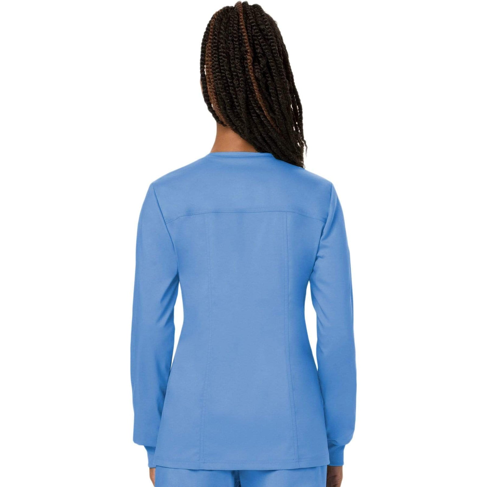 Cherokee Workwear Revolution WW310 Scrubs Jacket Women's Snap Front Warm-up Ceil Blue