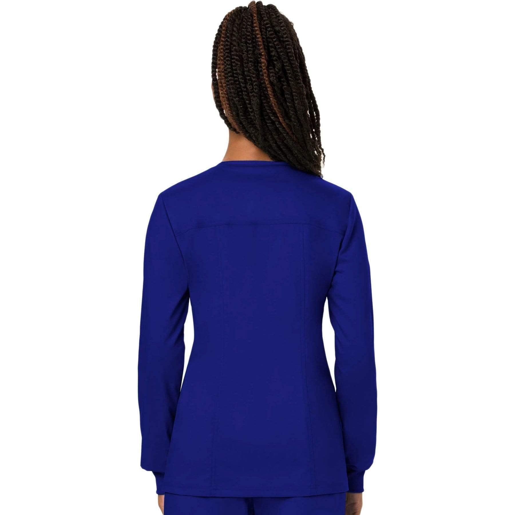 Cherokee Workwear Revolution WW310 Scrubs Jacket Women's Snap Front Warm-up Galaxy Blue