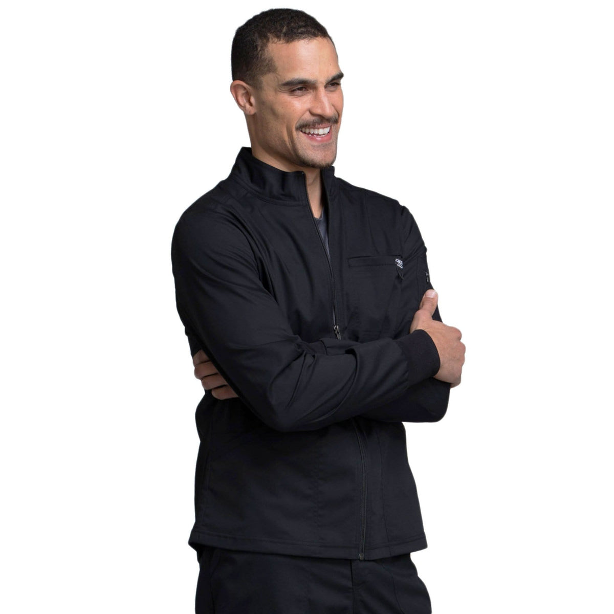 Cherokee Workwear Revolution WW320 Scrubs Jacket Men's Zip Front Black