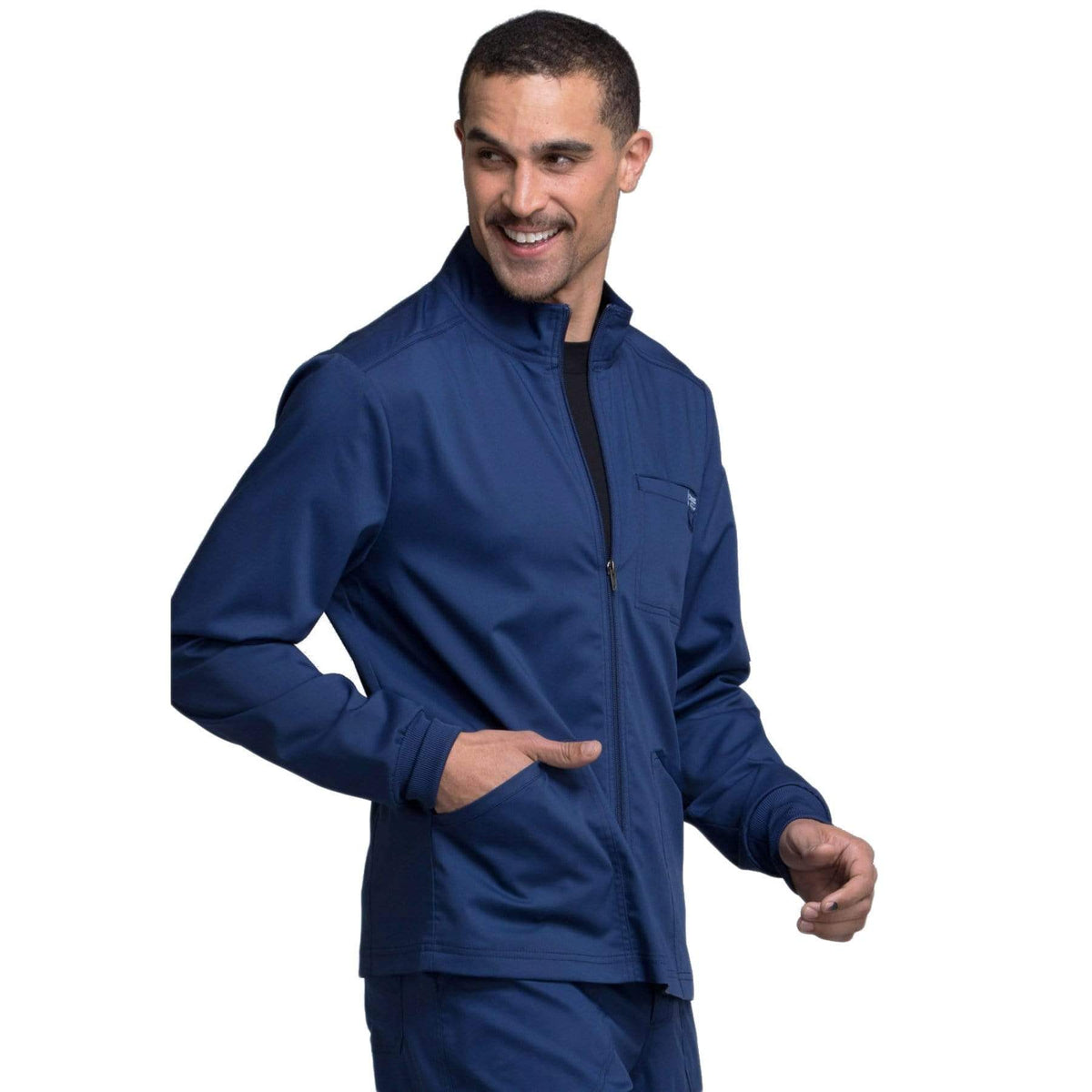 Cherokee Workwear Revolution WW320 Scrubs Jacket Men's Zip Front Navy