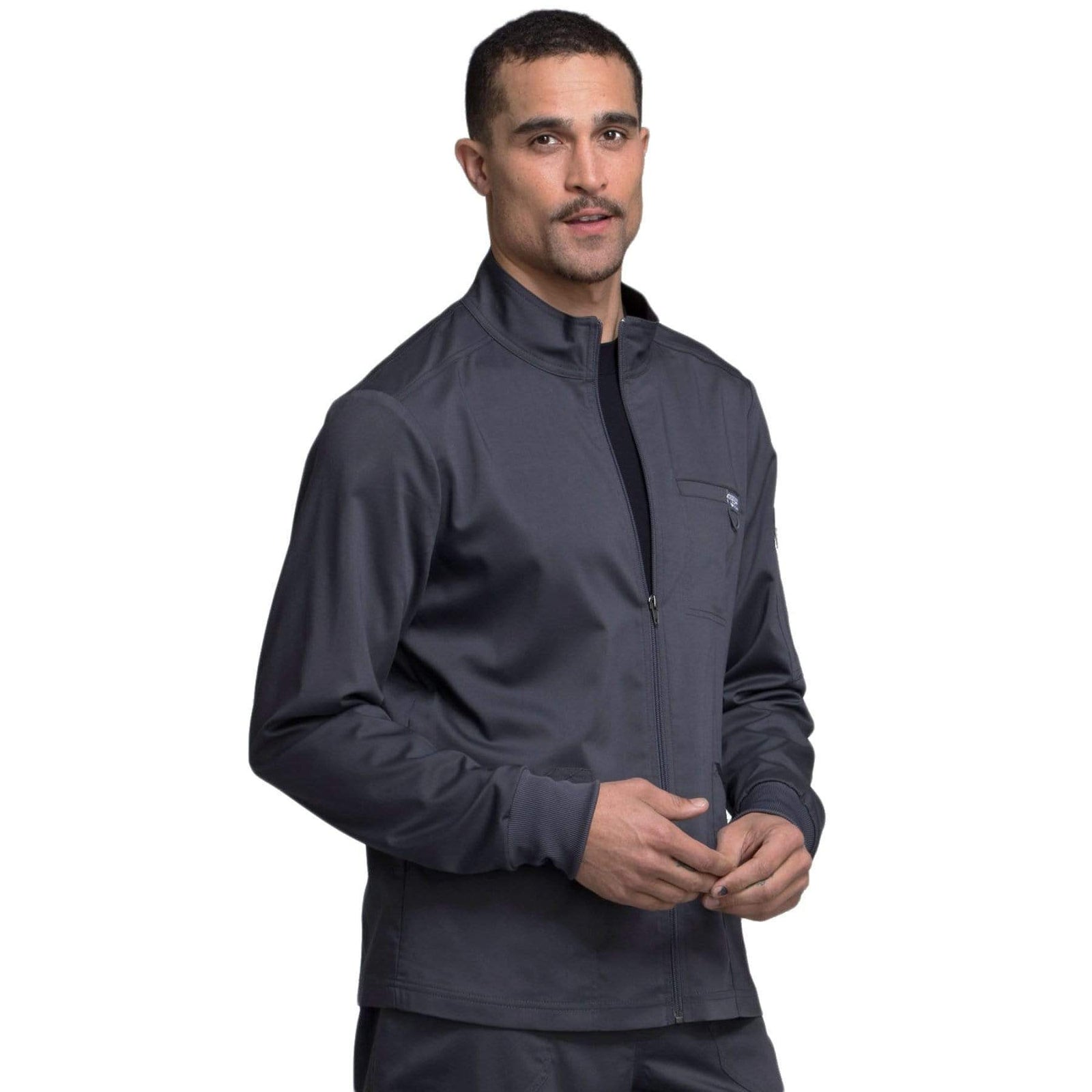 Cherokee Workwear Revolution WW320 Scrubs Jacket Men's Zip Front Pewter