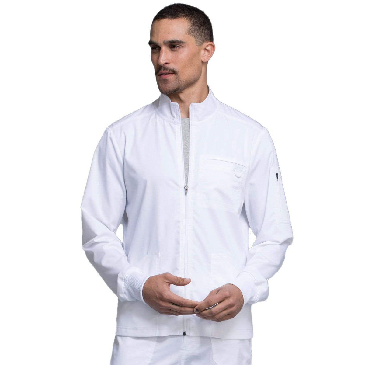 Cherokee Workwear Revolution WW320 Scrubs Jacket Men's Zip Front White