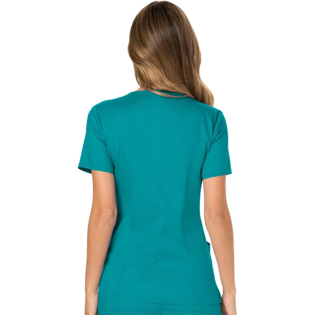 Cherokee Workwear Revolution WW610 Scrubs Top Women's Mock Wrap Teal Blue