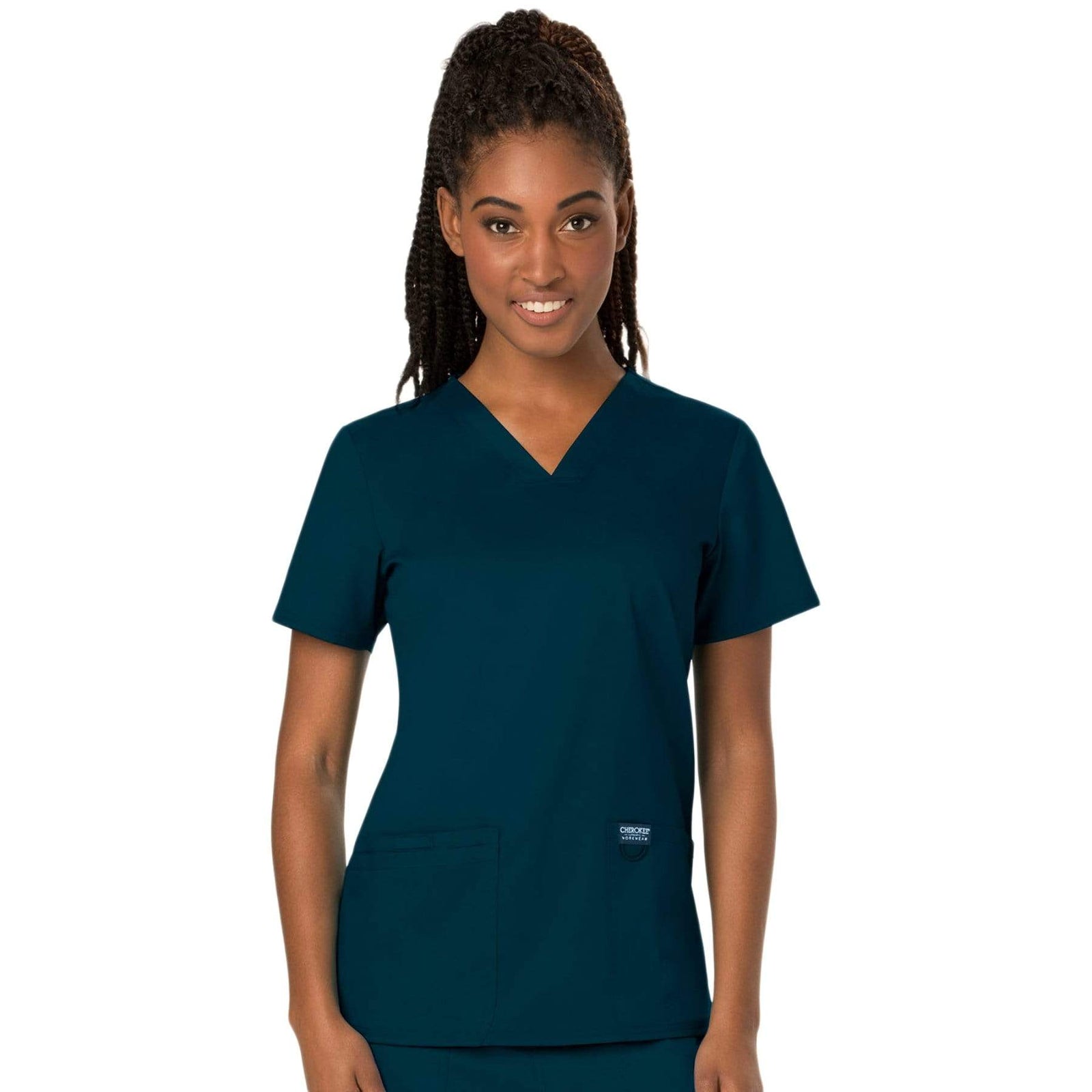 Cherokee Workwear Revolution WW620 Scrubs Top Women's V-Neck Caribbean Blue