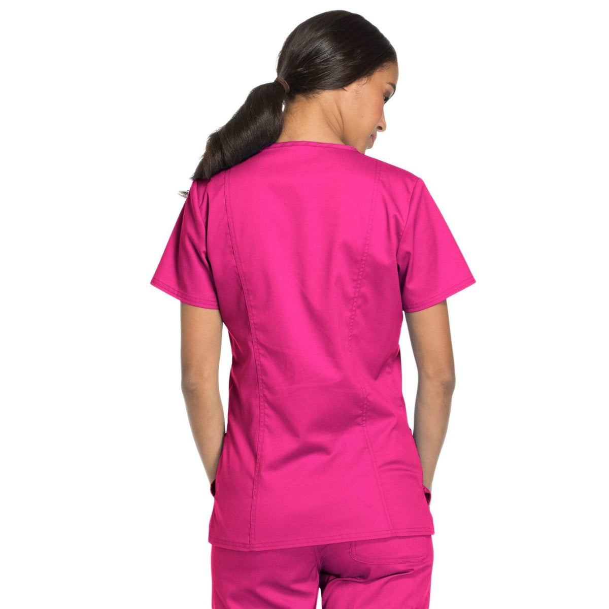 Cherokee Workwear Revolution WW620 Scrubs Top Women's V-Neck Electric Pink