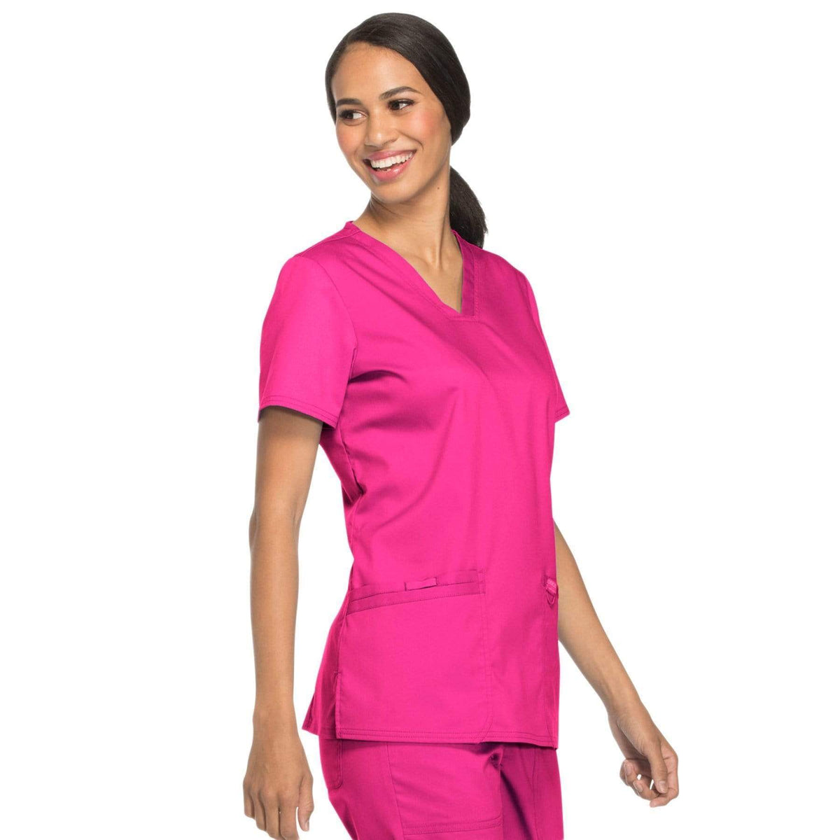 Cherokee Workwear Revolution WW620 Scrubs Top Women's V-Neck Electric Pink