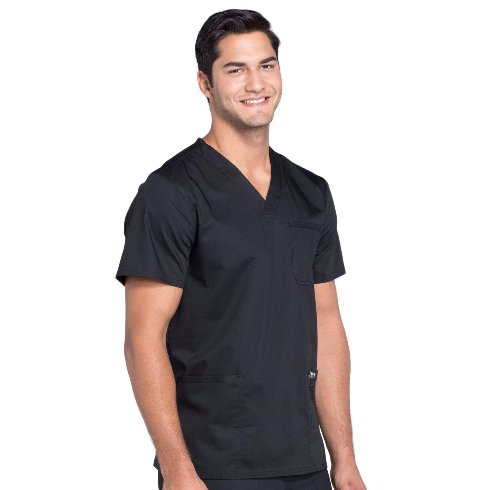 Cherokee Workwear Revolution WW670 Scrubs Top Men's V-Neck Black