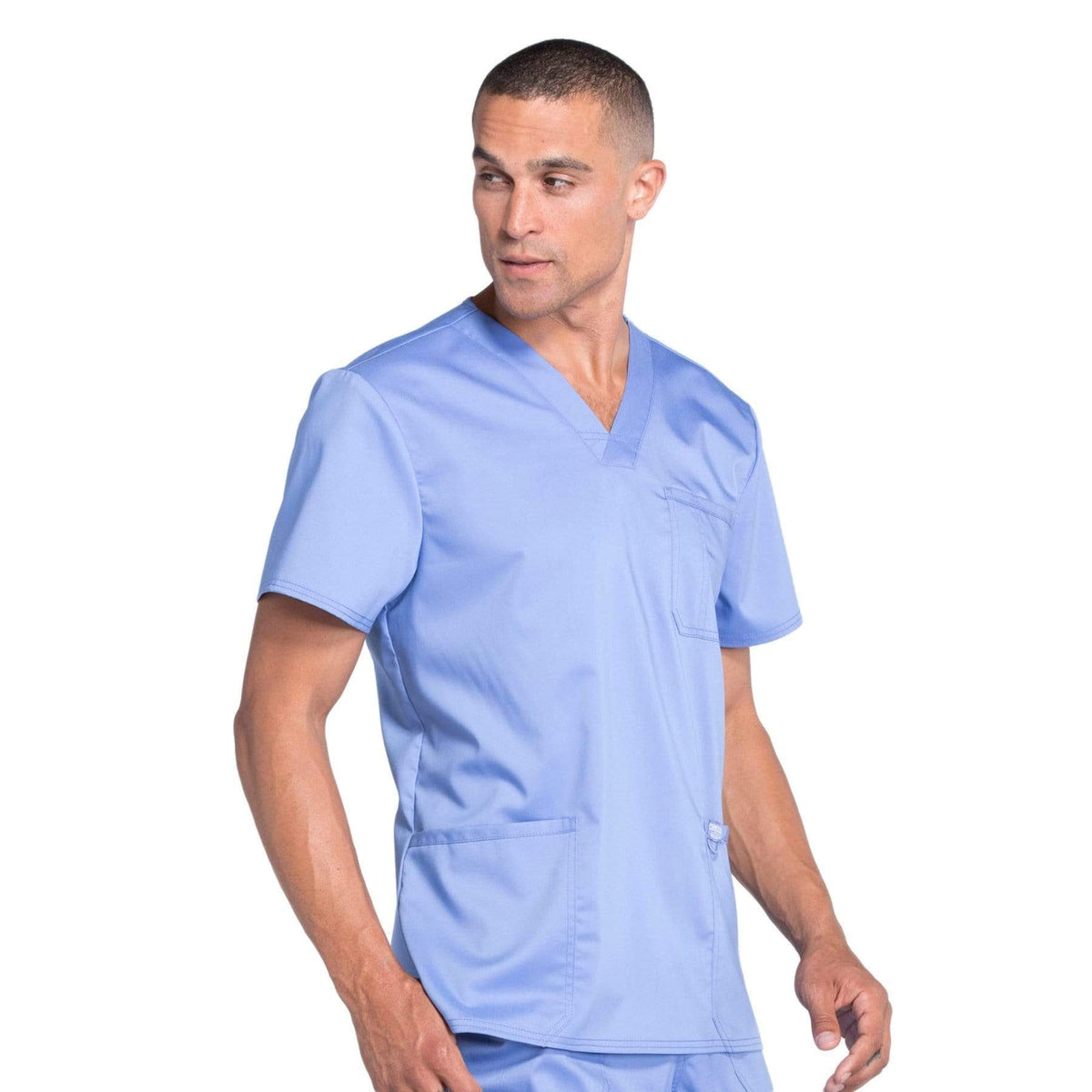 Cherokee Workwear Revolution WW670 Scrubs Top Men's V-Neck Ceil Blue