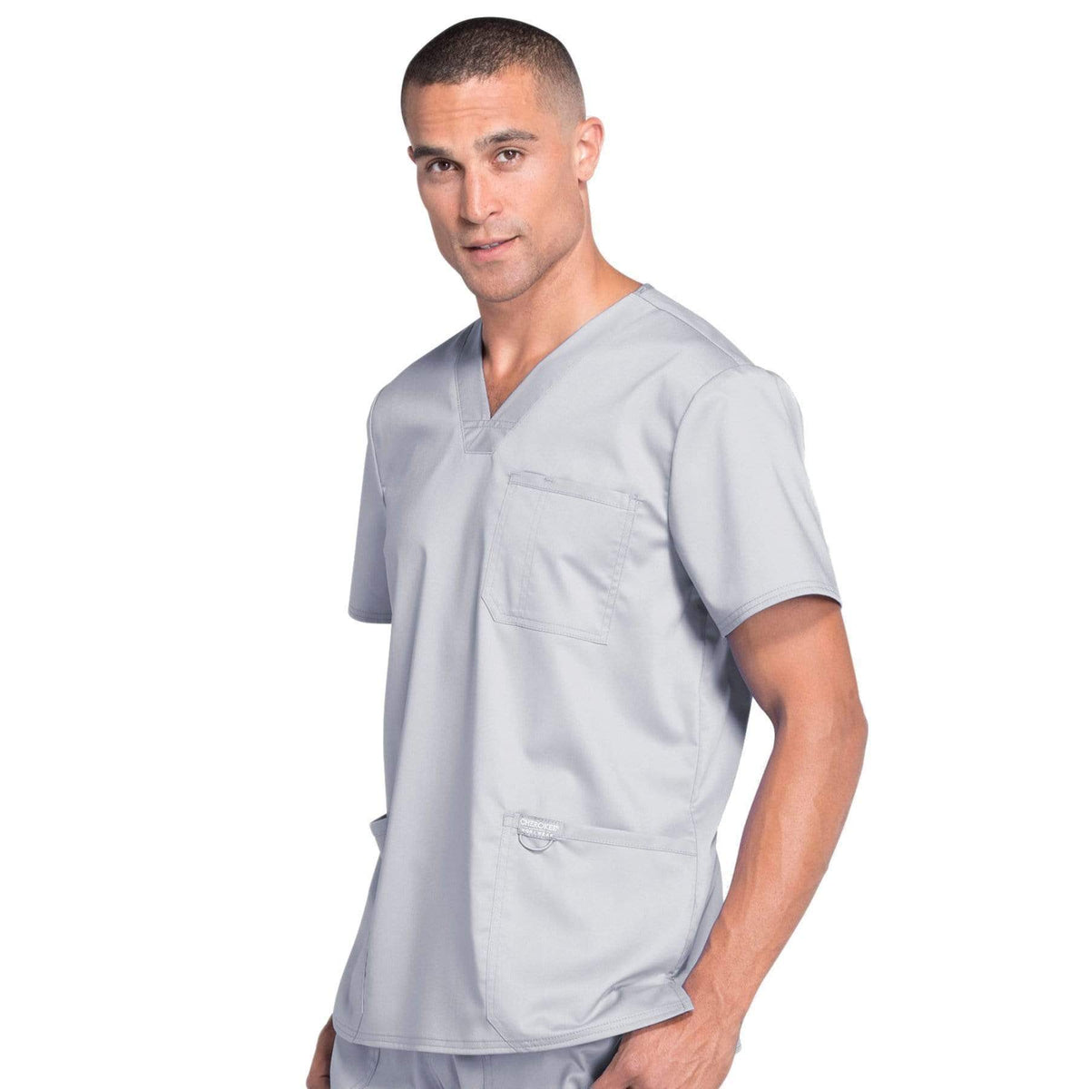 Cherokee Workwear Revolution WW670 Scrubs Top Men's V-Neck Grey