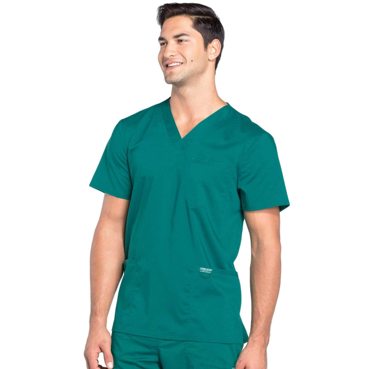 Cherokee Workwear Revolution WW670 Scrubs Top Men's V-Neck Hunter Green