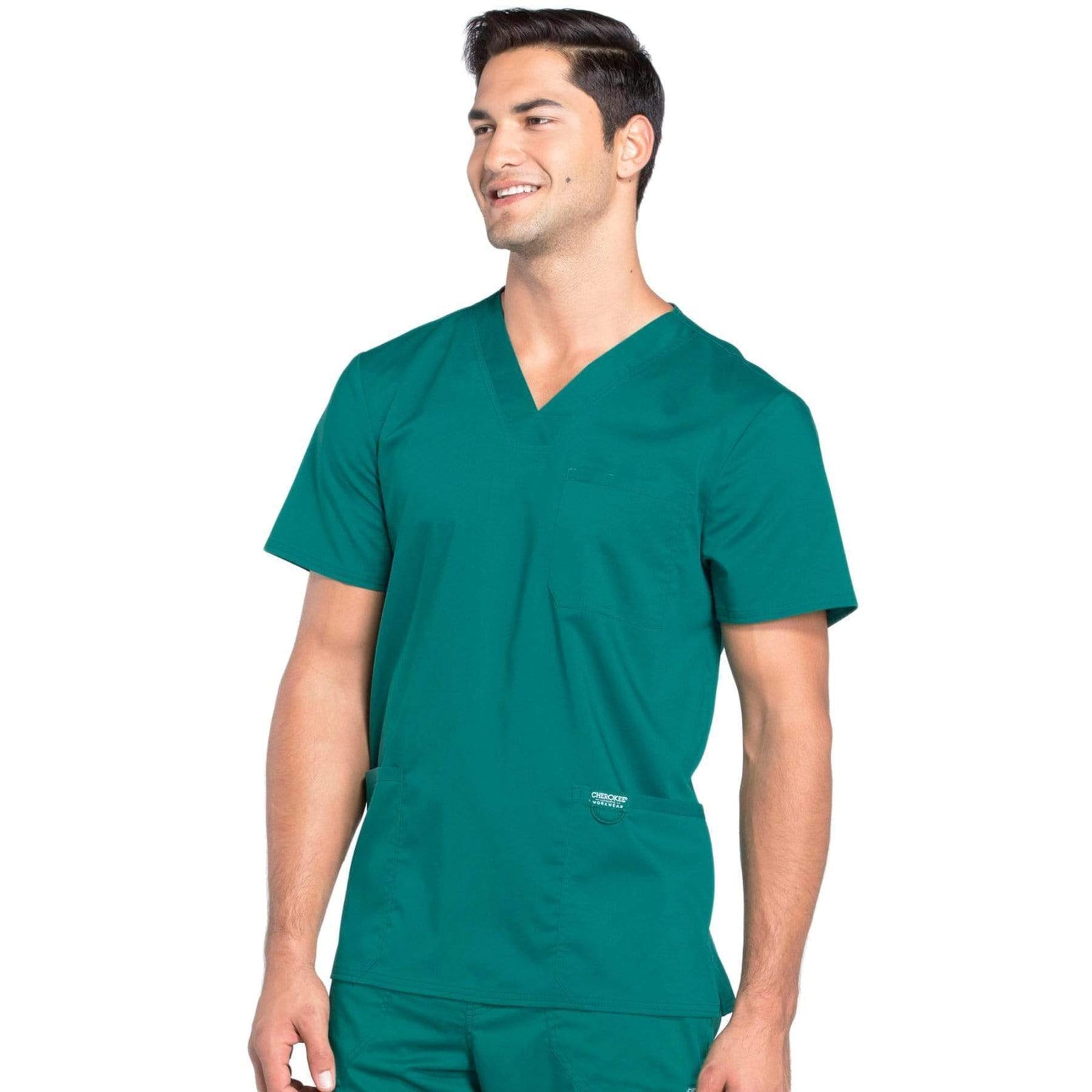Cherokee Workwear Revolution WW670 Scrubs Top Men's V-Neck Hunter Green