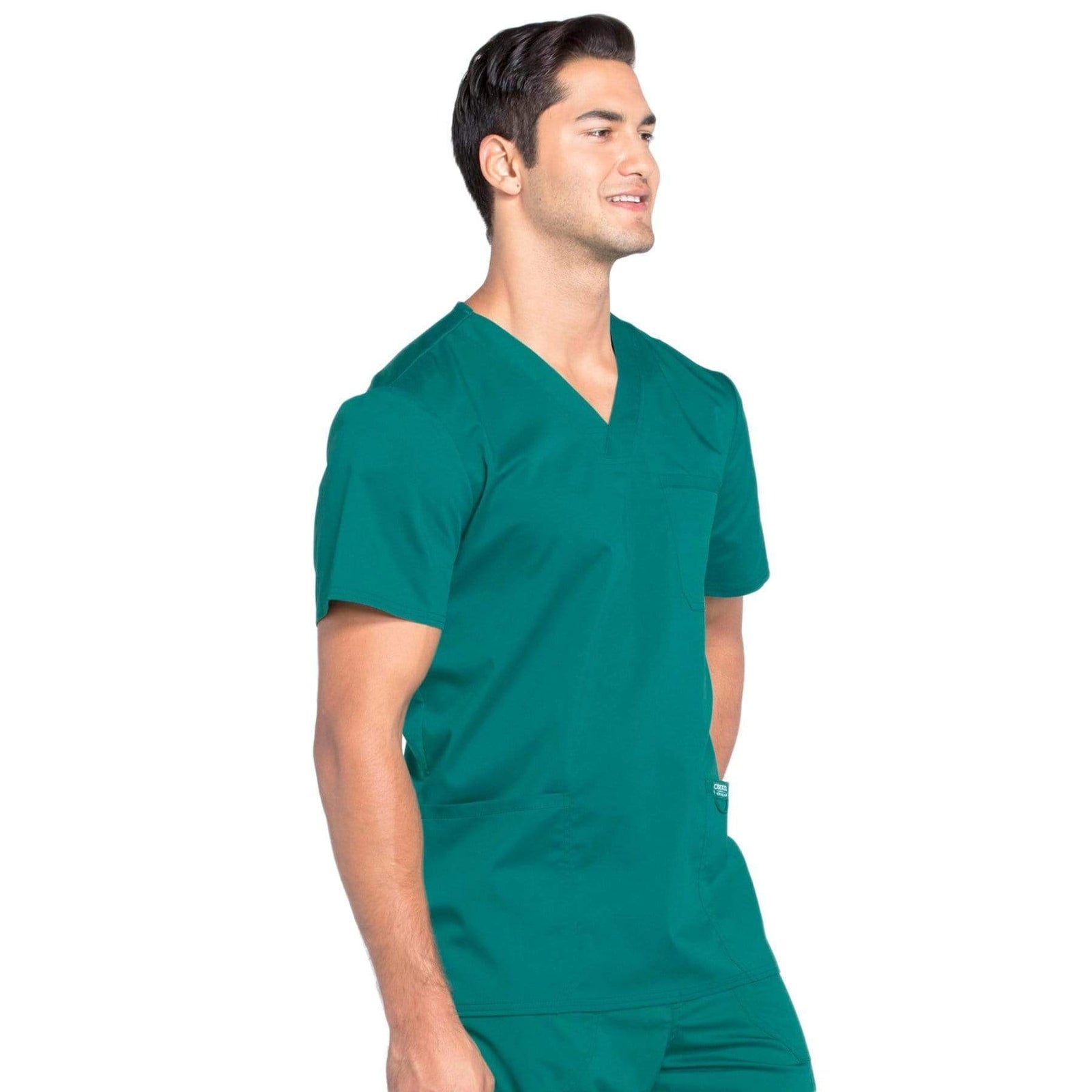 Cherokee Workwear Revolution WW670 Scrubs Top Men's V-Neck Hunter Green