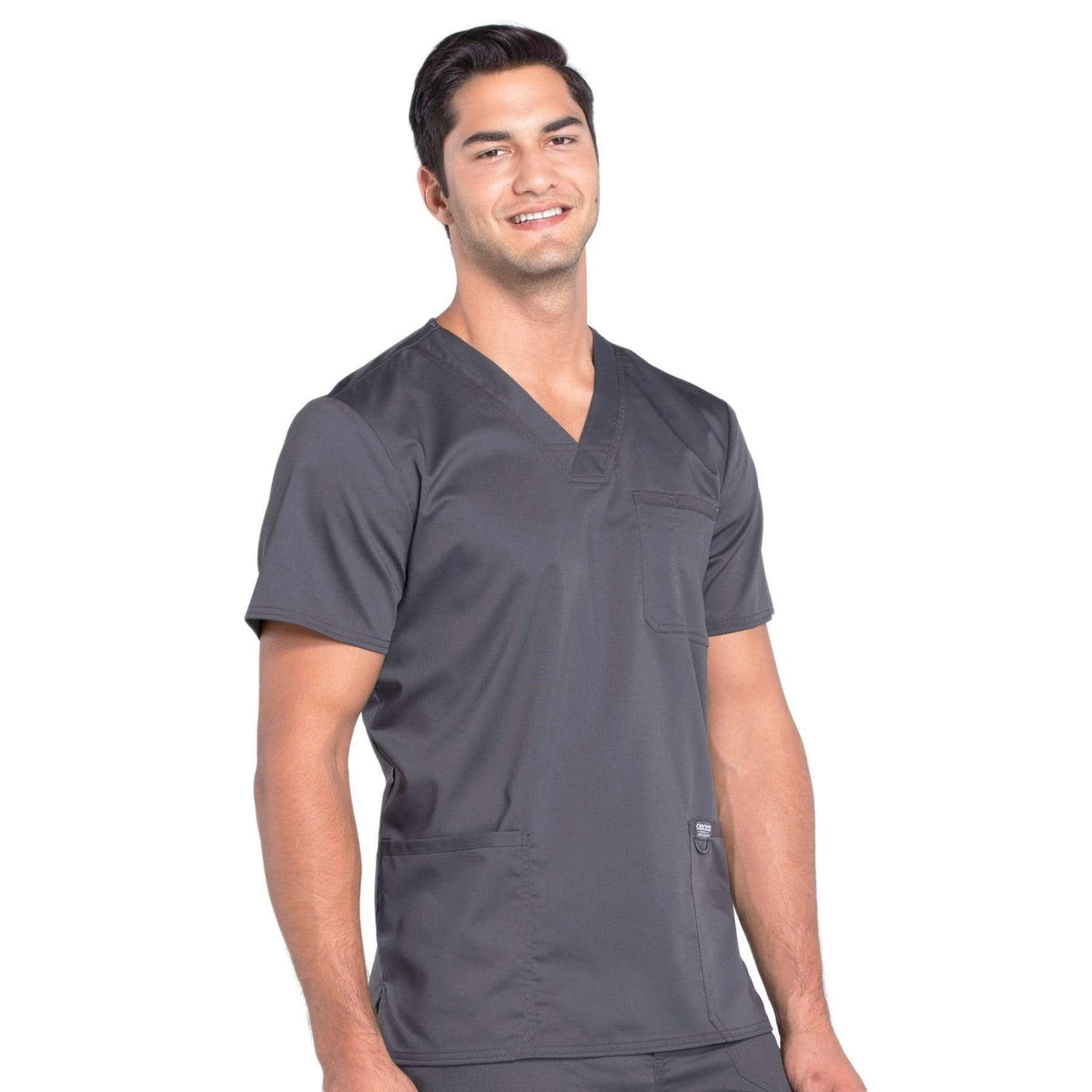 Cherokee Workwear Revolution WW670 Scrubs Top Men's V-Neck Pewter