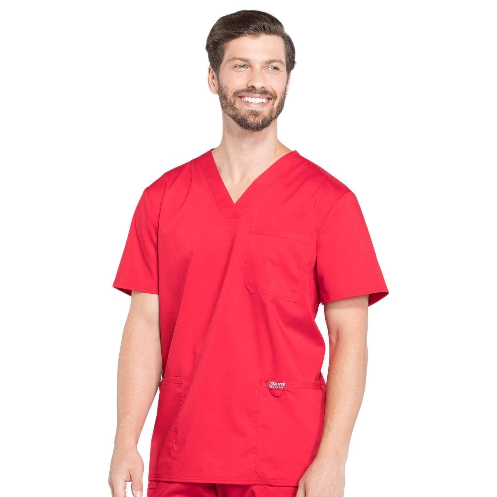 Cherokee Workwear Revolution WW670 Scrubs Top Men's V-Neck Red