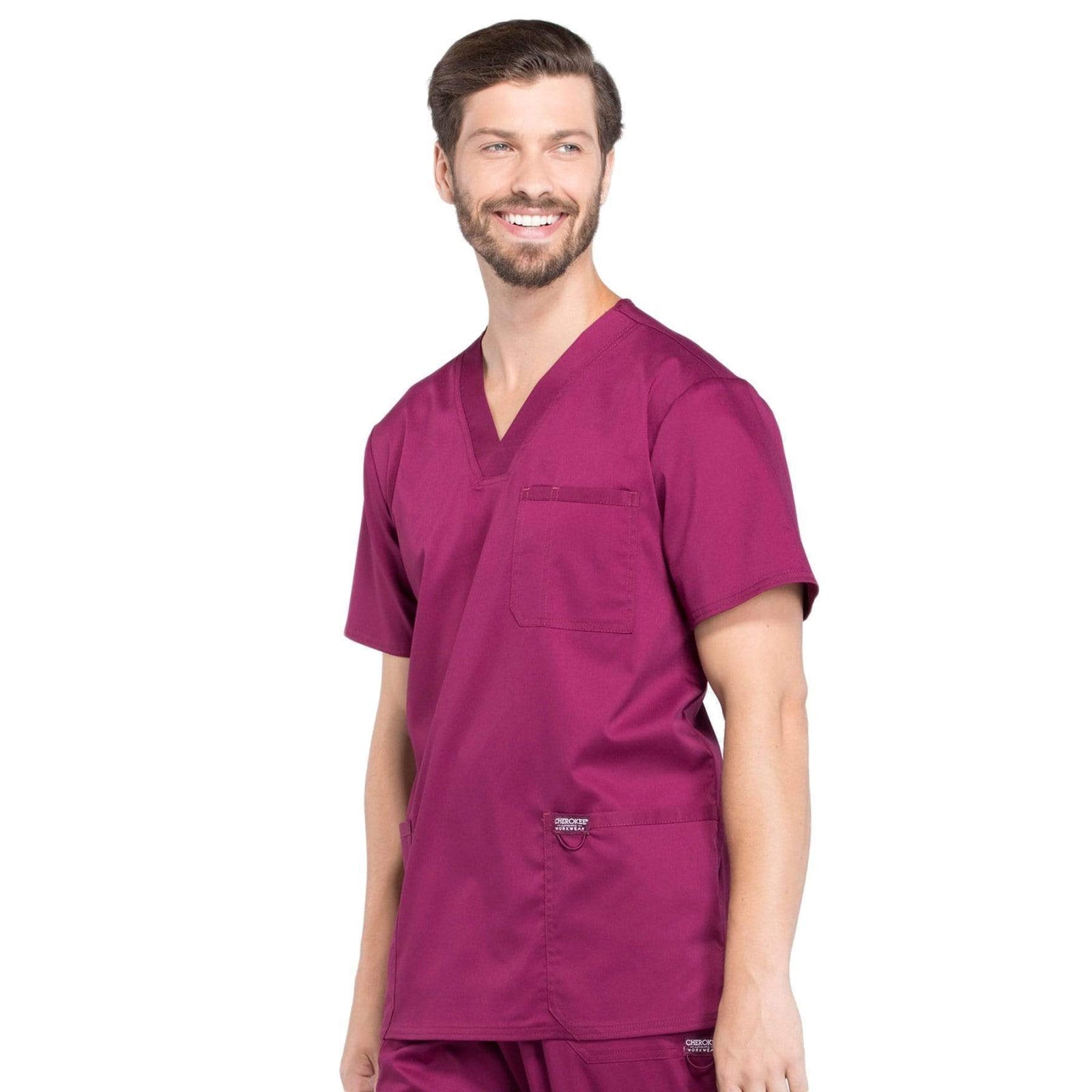 Cherokee Workwear Revolution WW670 Scrubs Top Men's V-Neck Wine