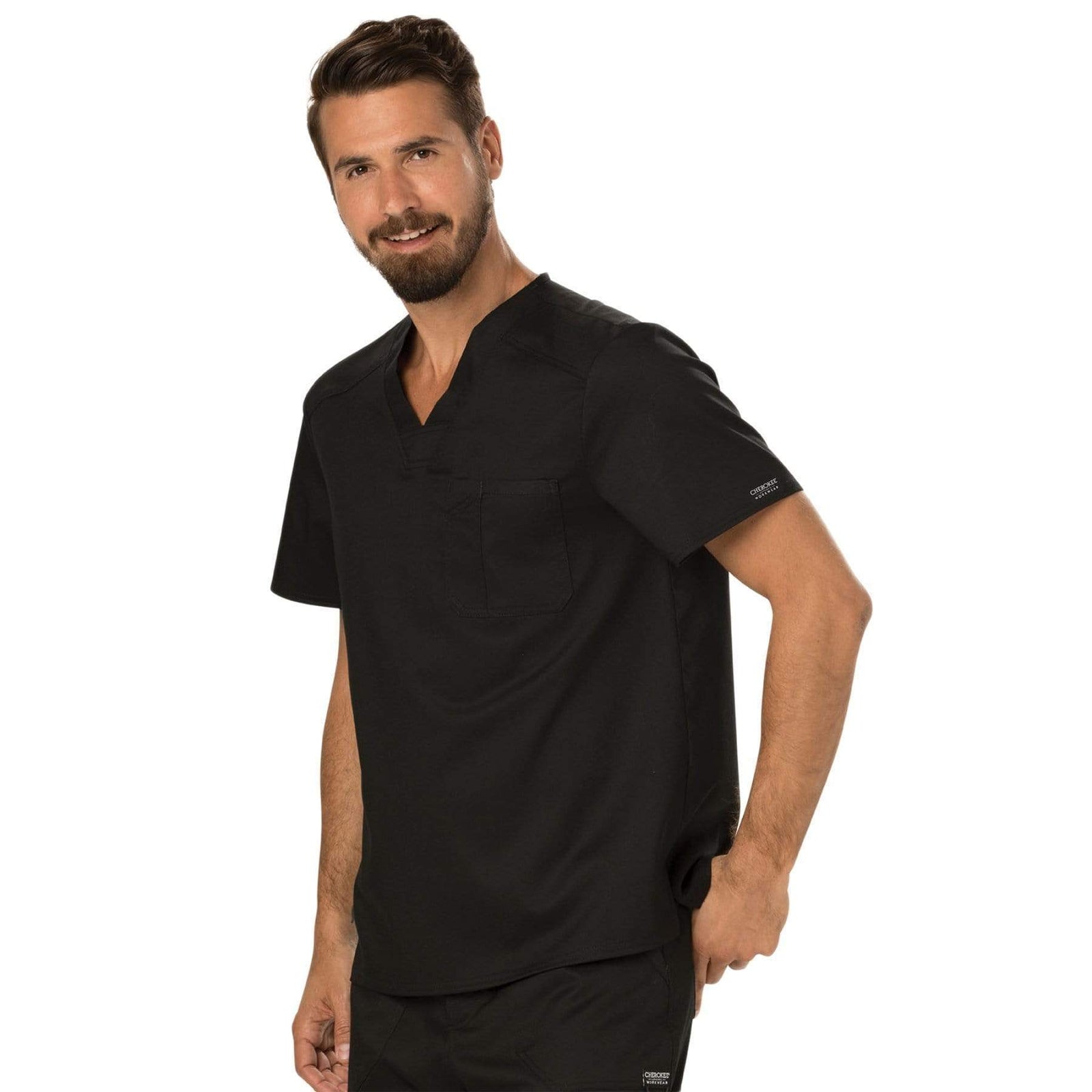 Cherokee Workwear Revolution WW690 Scrubs Top Men's V-Neck Black