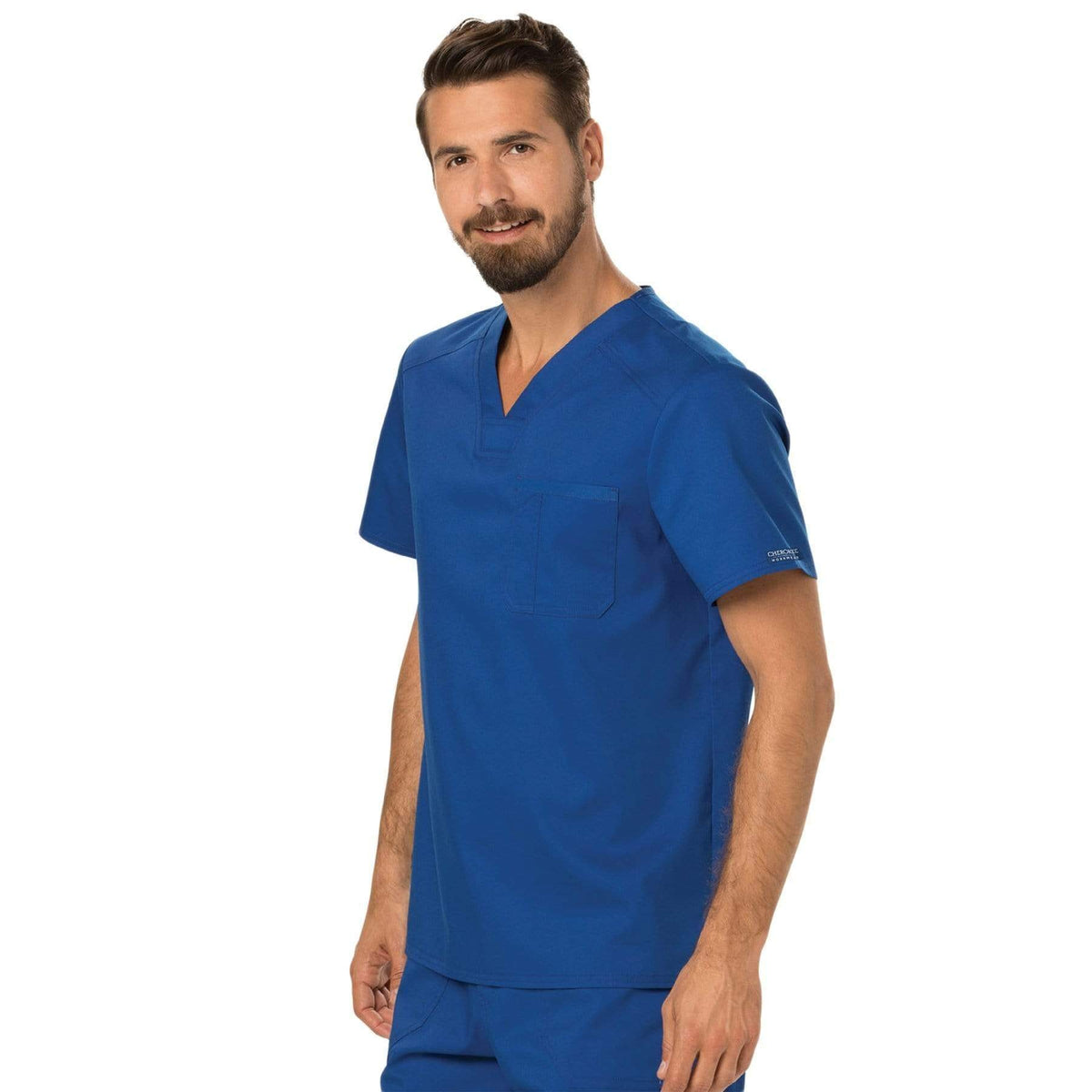 Cherokee Workwear Revolution WW690 Scrubs Top Men's V-Neck Galaxy Blue