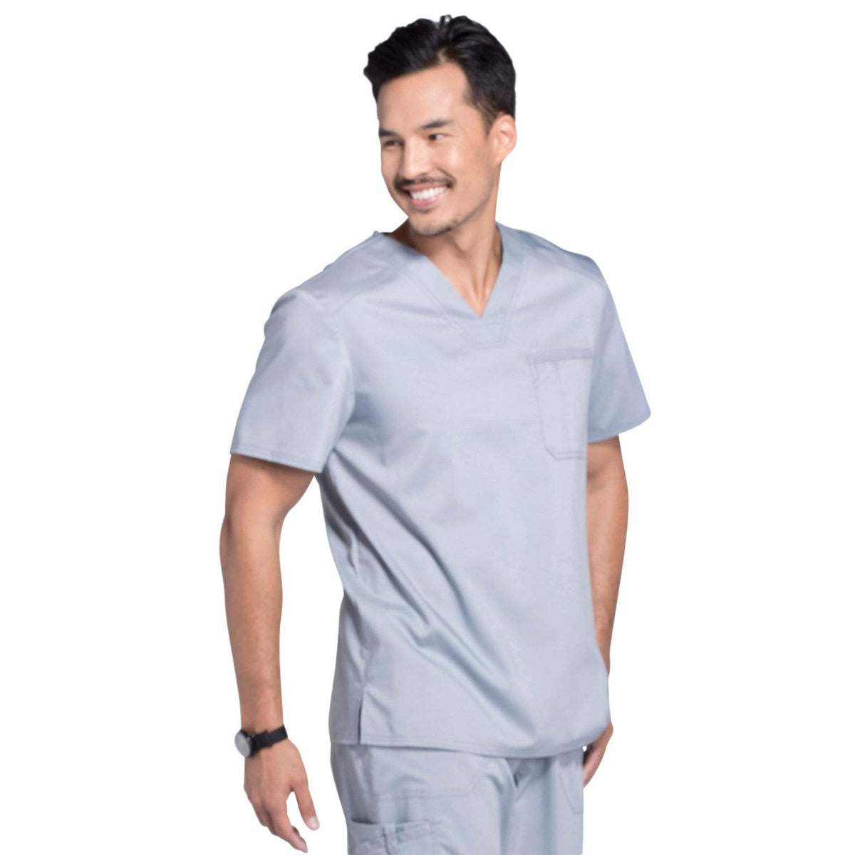 Cherokee Workwear Revolution WW690 Scrubs Top Men's V-Neck Grey