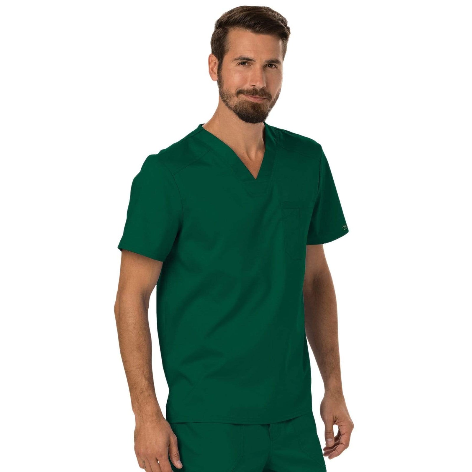 Cherokee Workwear Revolution WW690 Scrubs Top Men's V-Neck Hunter Green