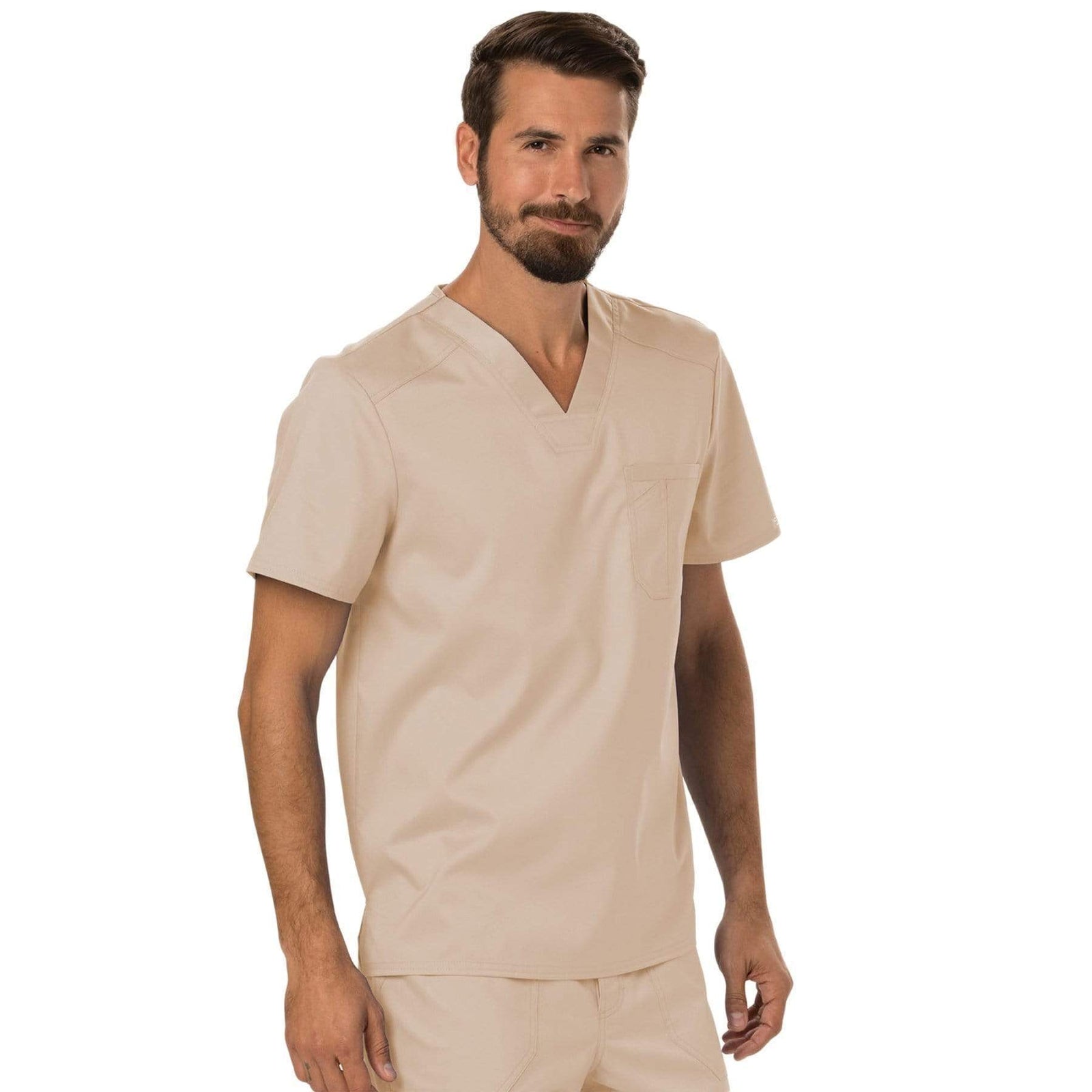 Cherokee Workwear Revolution WW690 Scrubs Top Men's V-Neck Khaki