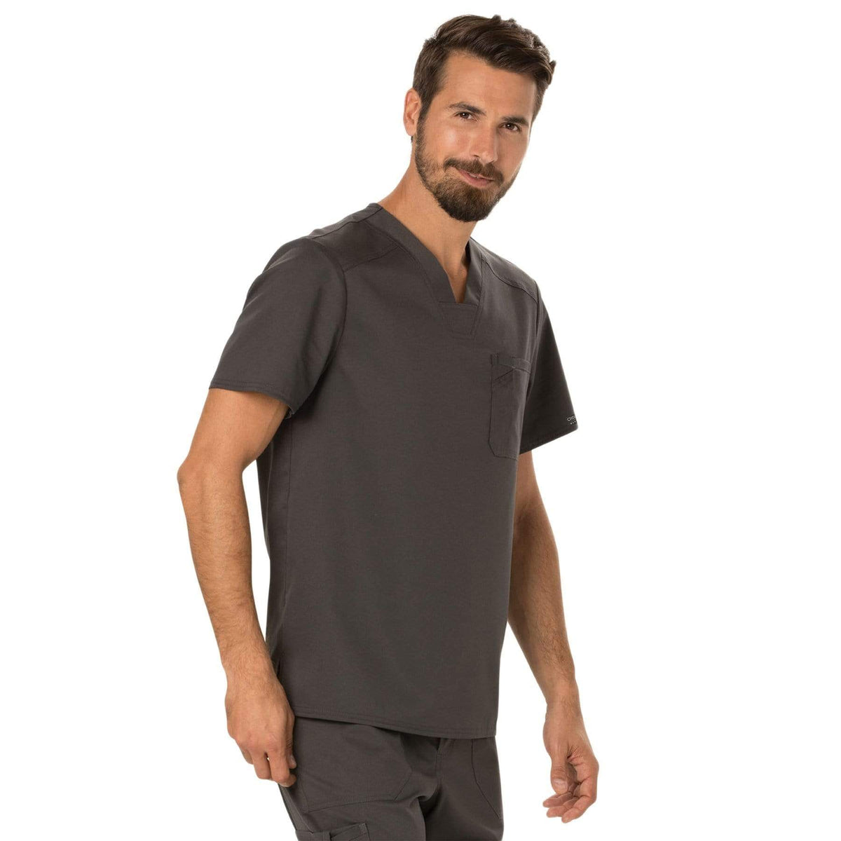 Cherokee Workwear Revolution WW690 Scrubs Top Men's V-Neck Pewter