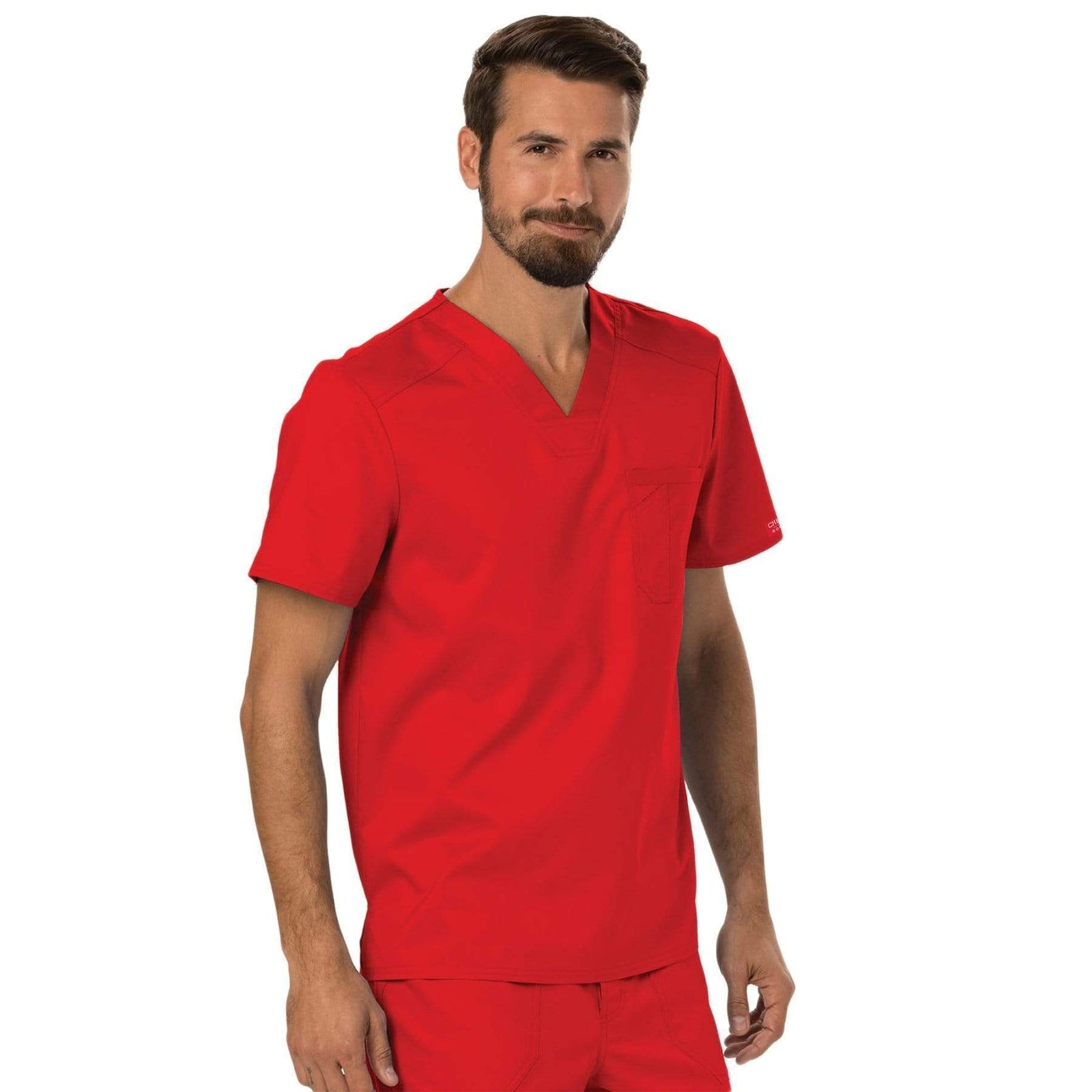 Cherokee Workwear Revolution WW690 Scrubs Top Men's V-Neck Red