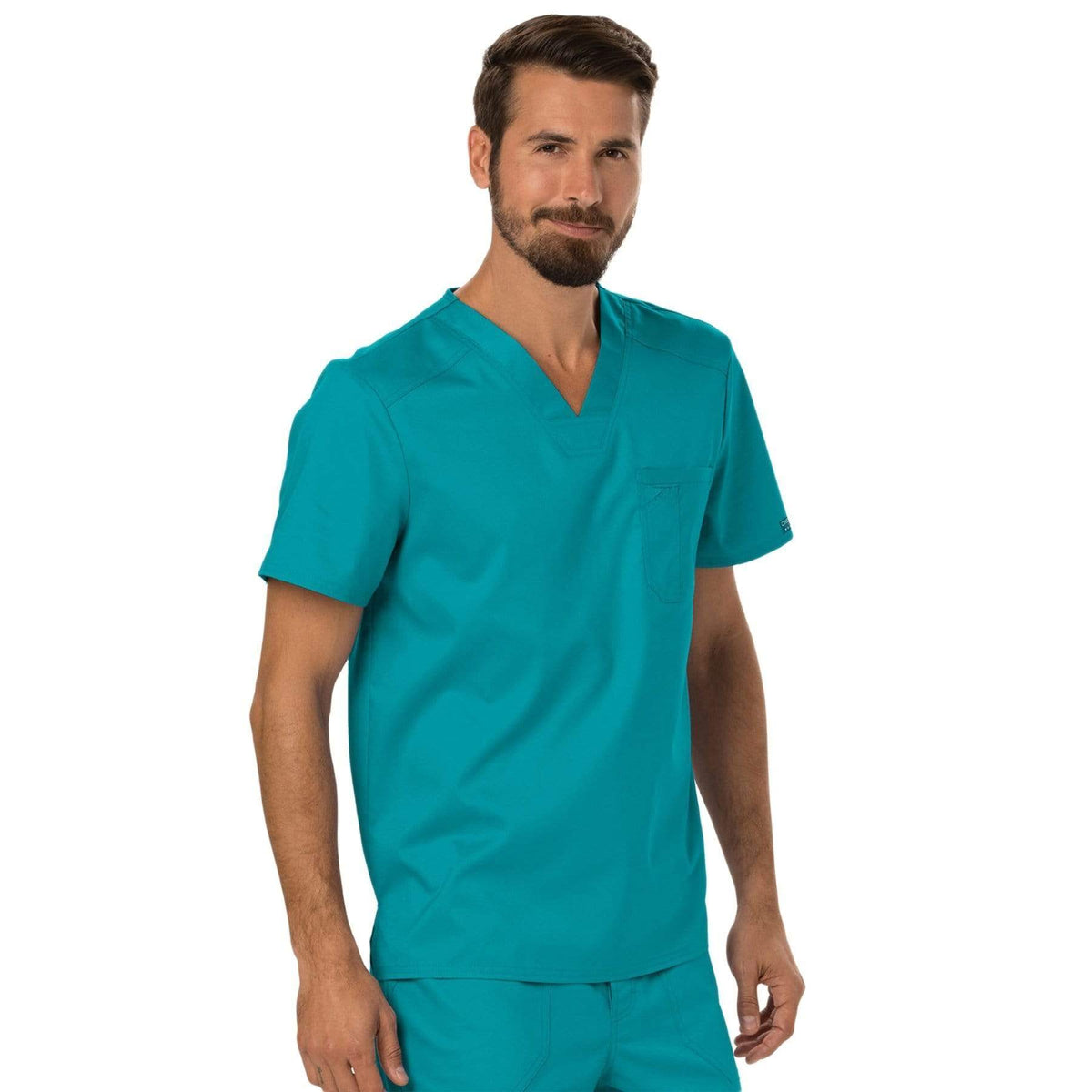 Cherokee Workwear Revolution WW690 Scrubs Top Men's V-Neck Teal Blue