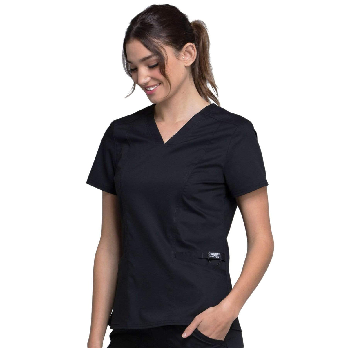 Cherokee Workwear Revolution WW710 Scrubs Top Women's V-Neck Black