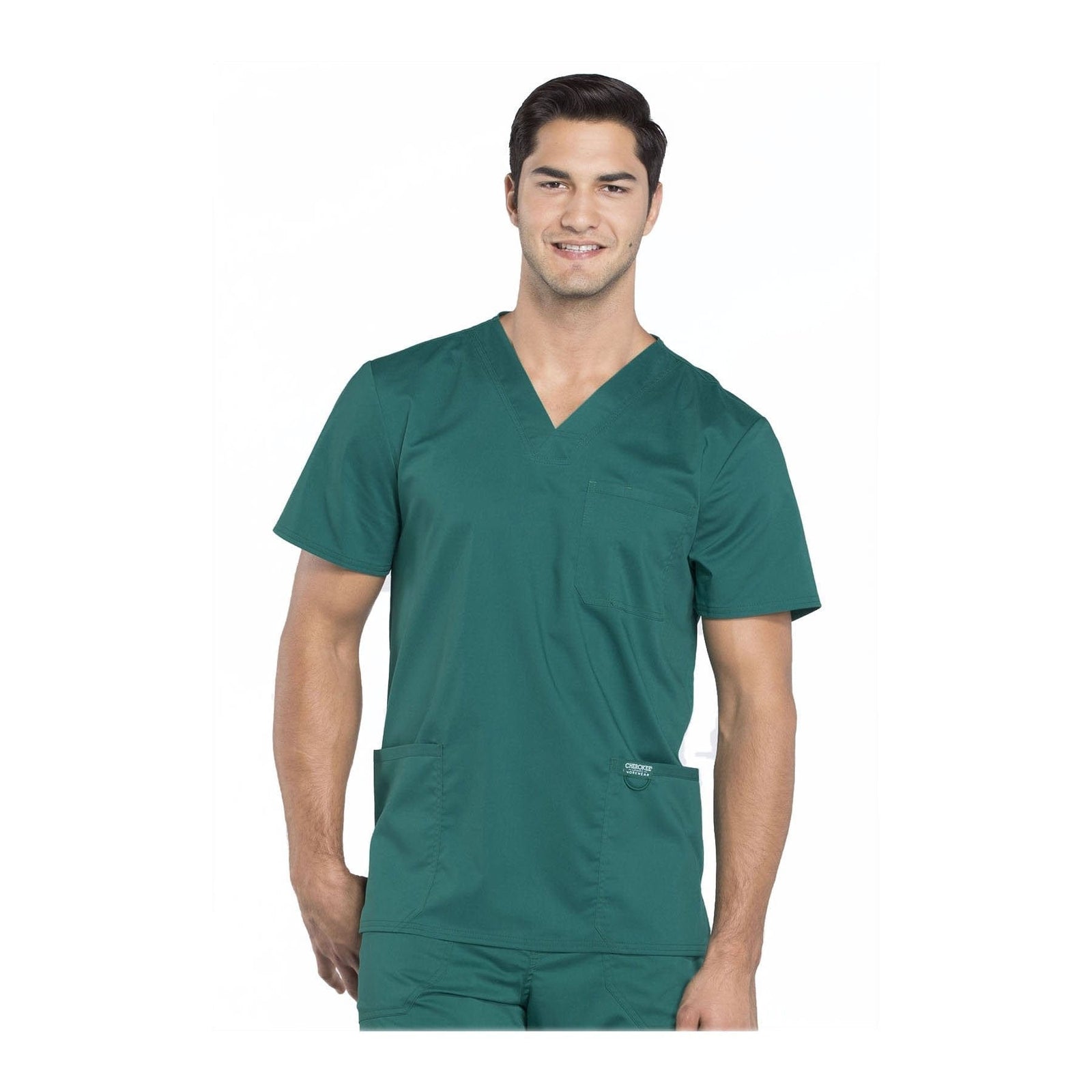 Cherokee Workwear Top WW Revolution Men's Men's V-Neck Top Hunter Green