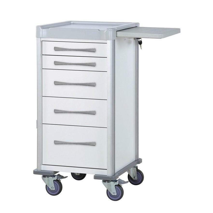 Clinicart Narrow Cart 34&quot; 5 Drawers White