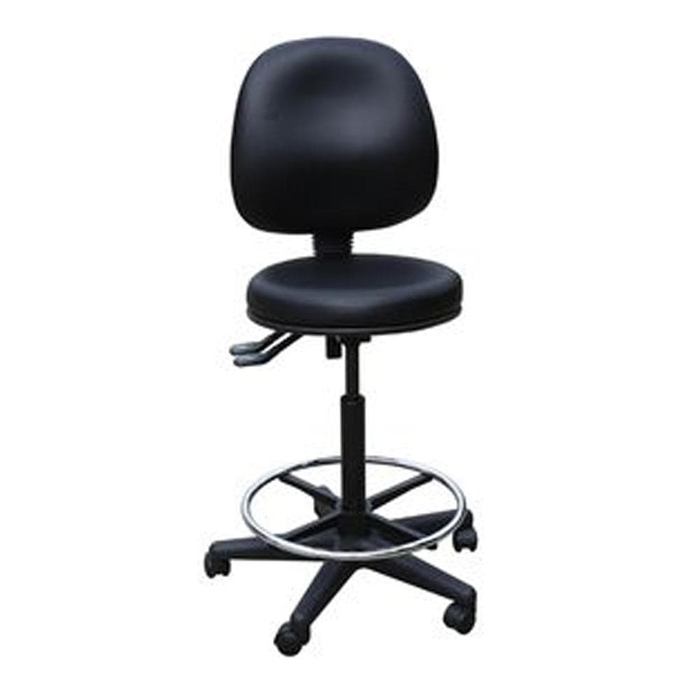 Dalcross Surgeon Stool with Back Rest &amp; Footrest Black