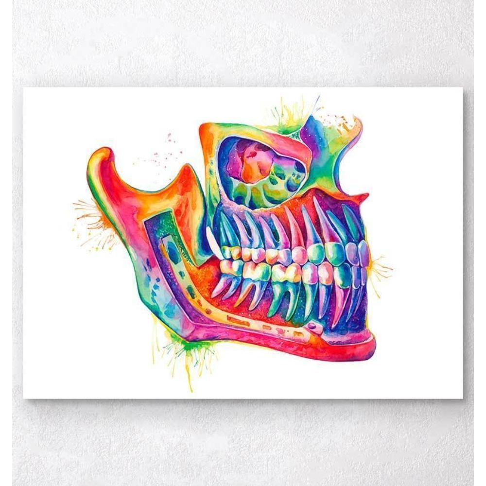 Jaw Dental Anatomy Art Watercolor Splash
