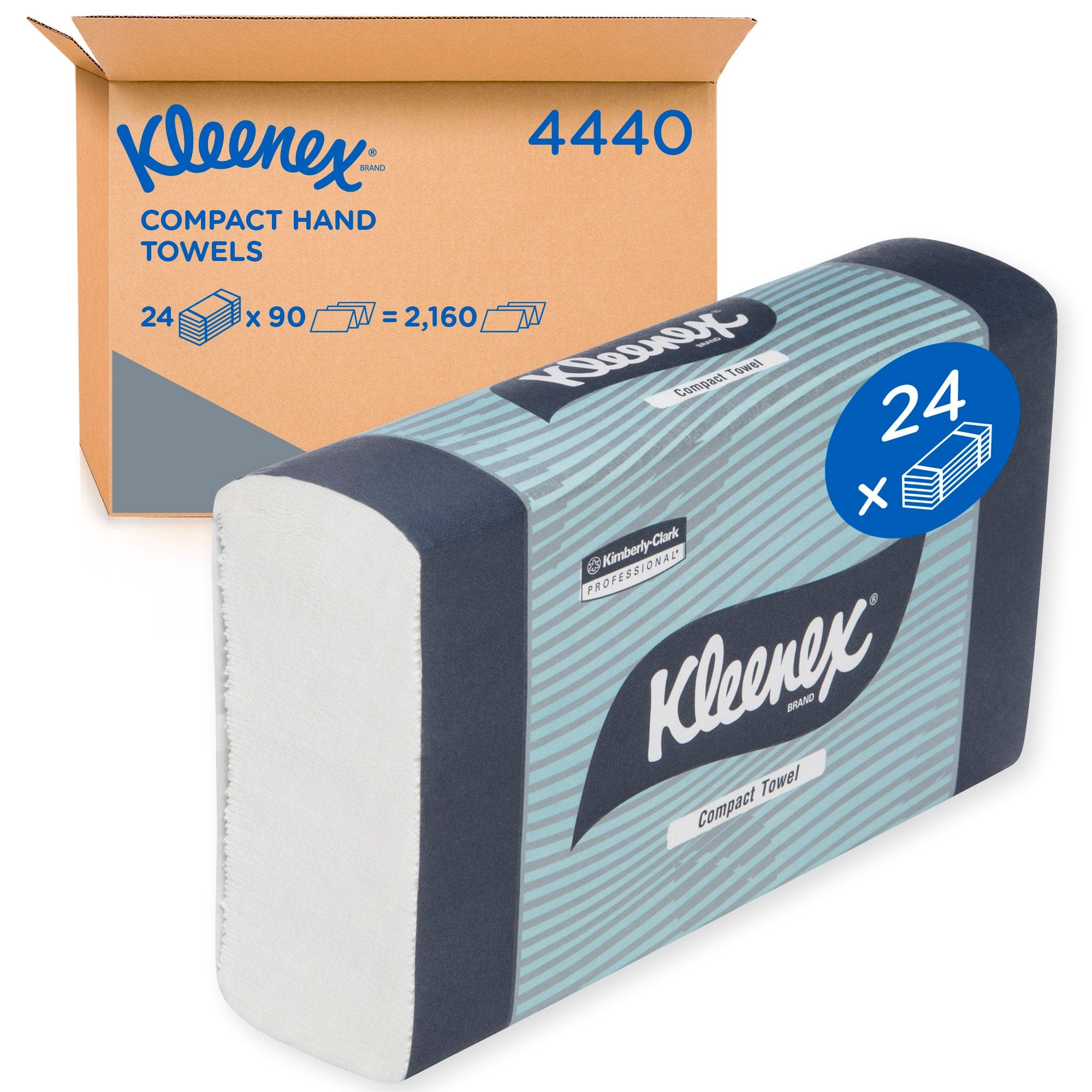 Kleenex Hand Towel 29.5cm x 19cm 90 sheets/pack KLEENEX® Compact Hand Towels (4440), White Folded Paper Towels